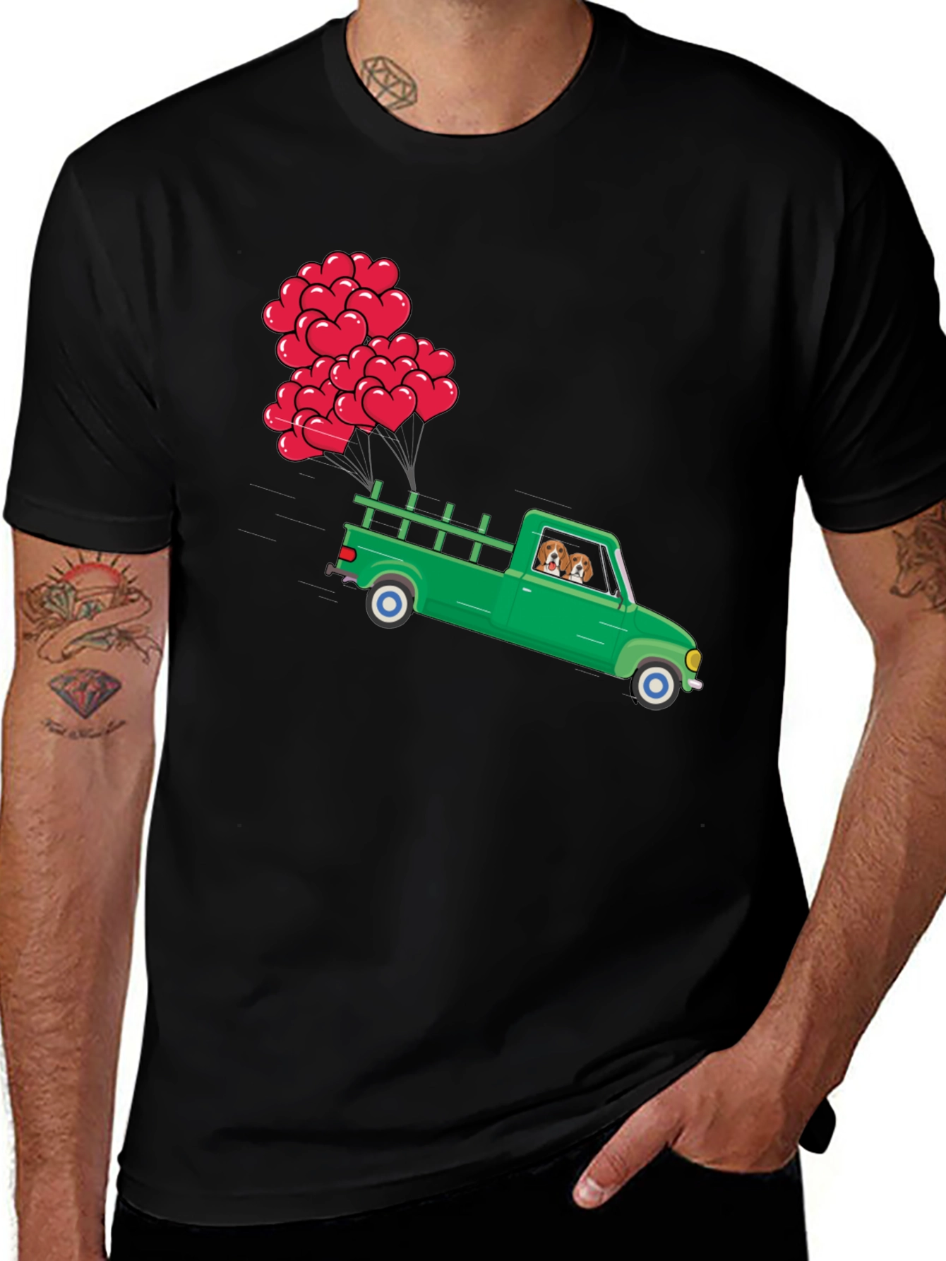 Variant 18 of Truck with Heart Balloons Graphic Tee