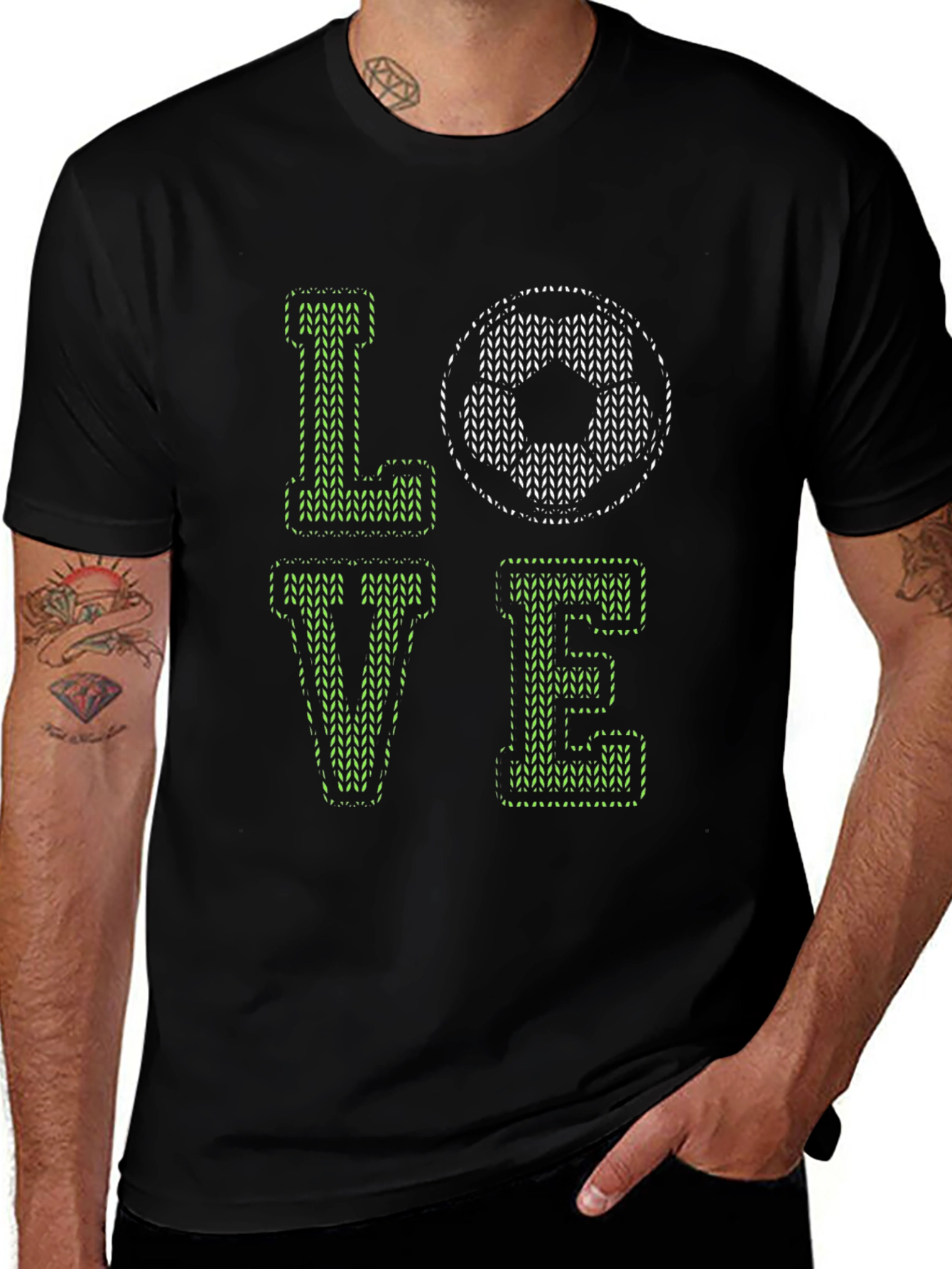 Black Love Soccer Graphic Black T-Shirt main image