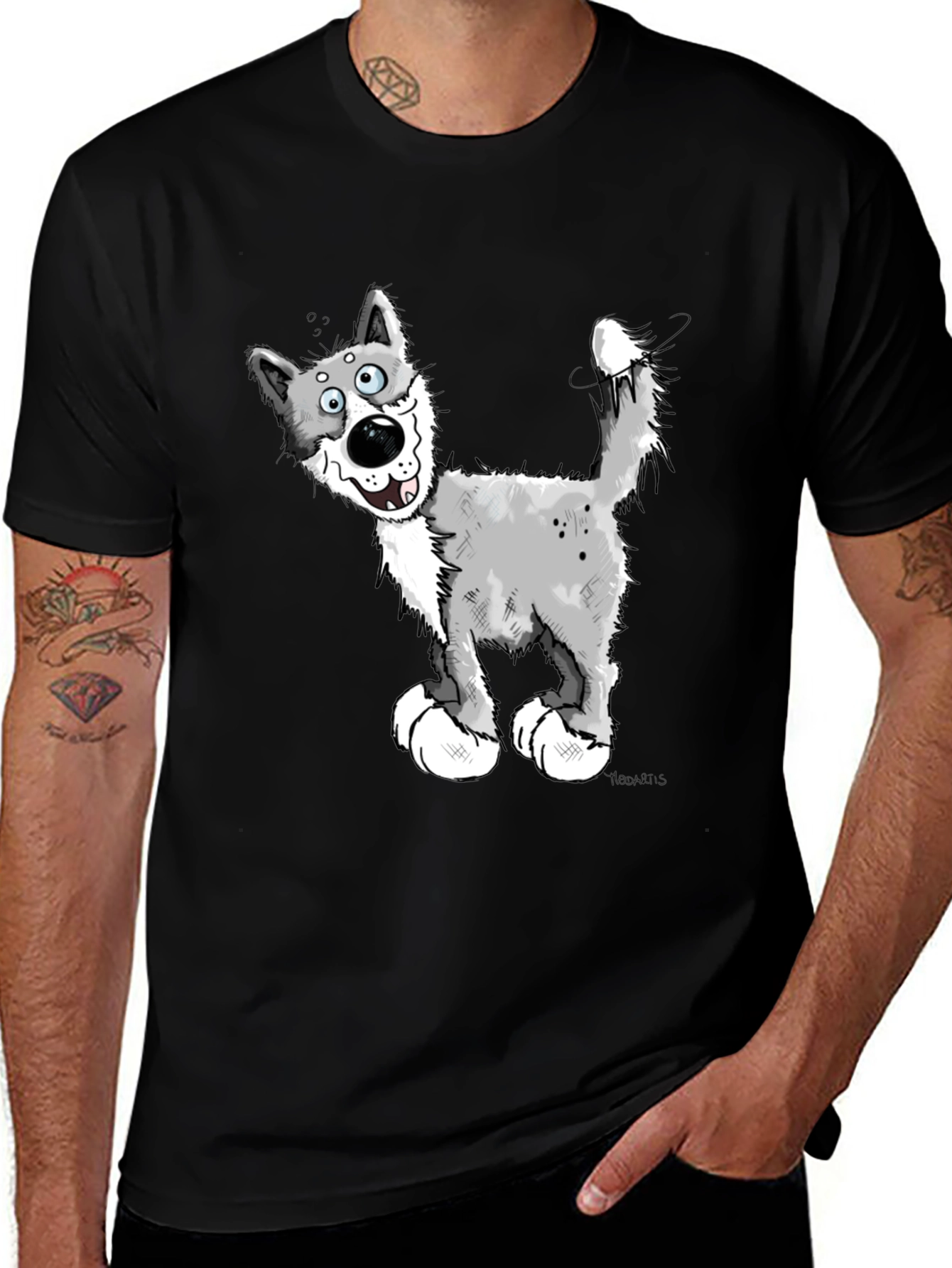 Variant 18 of Cartoon Wolf Graphic Tee - Funny Animal Lover Shirt