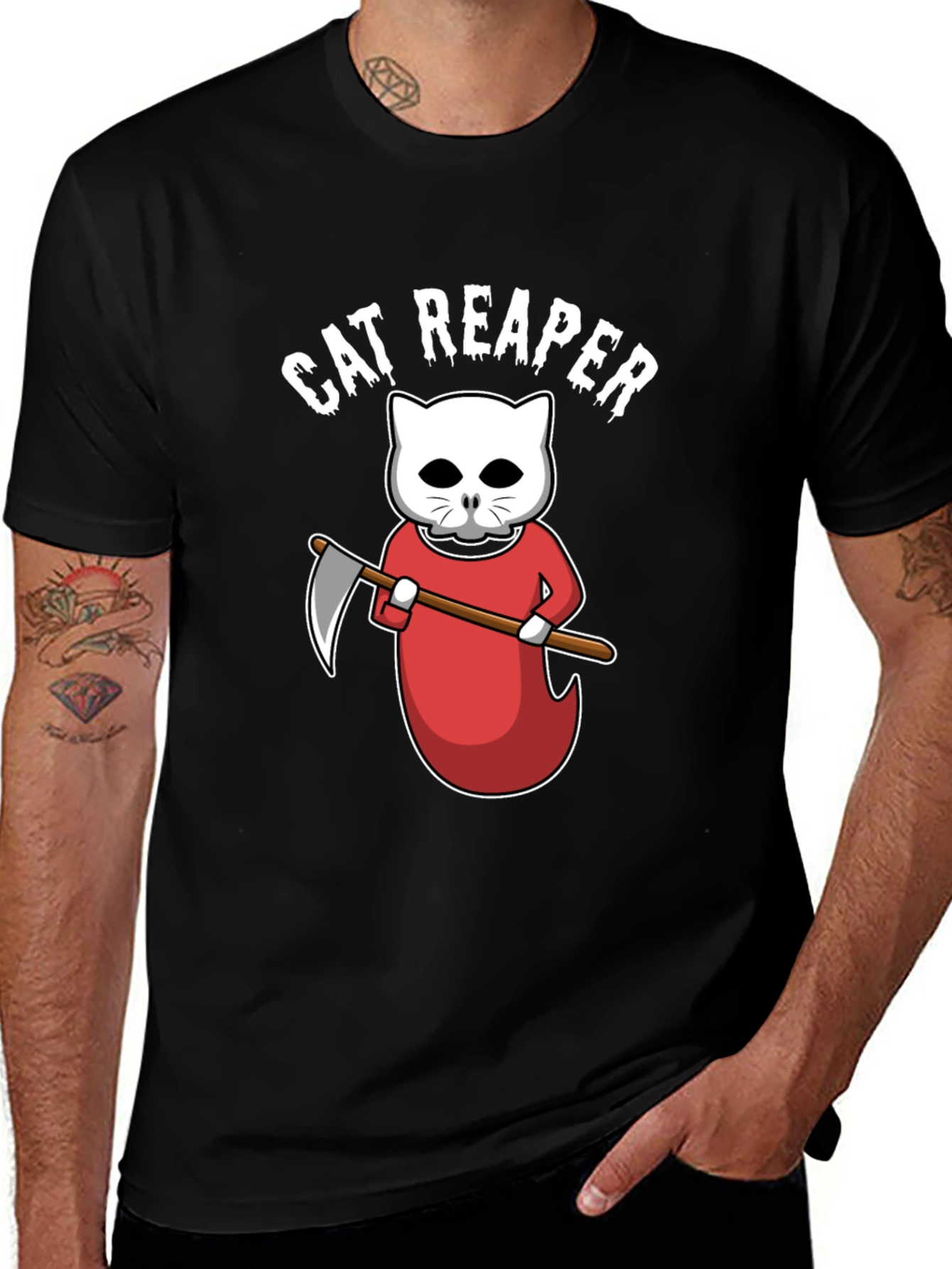 Cat Reaper T-Shirt - Funny Halloween Tee