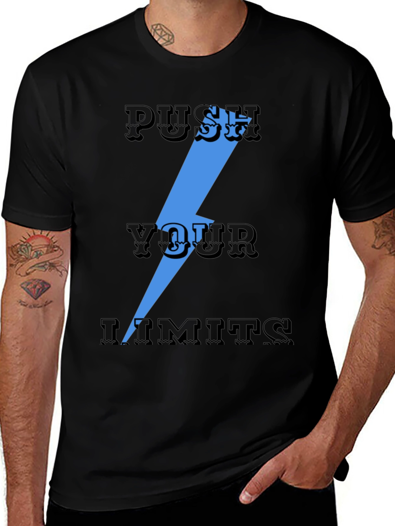 Variant 14 of Push Your Limits Graphic T-Shirt - Men's Black Tee