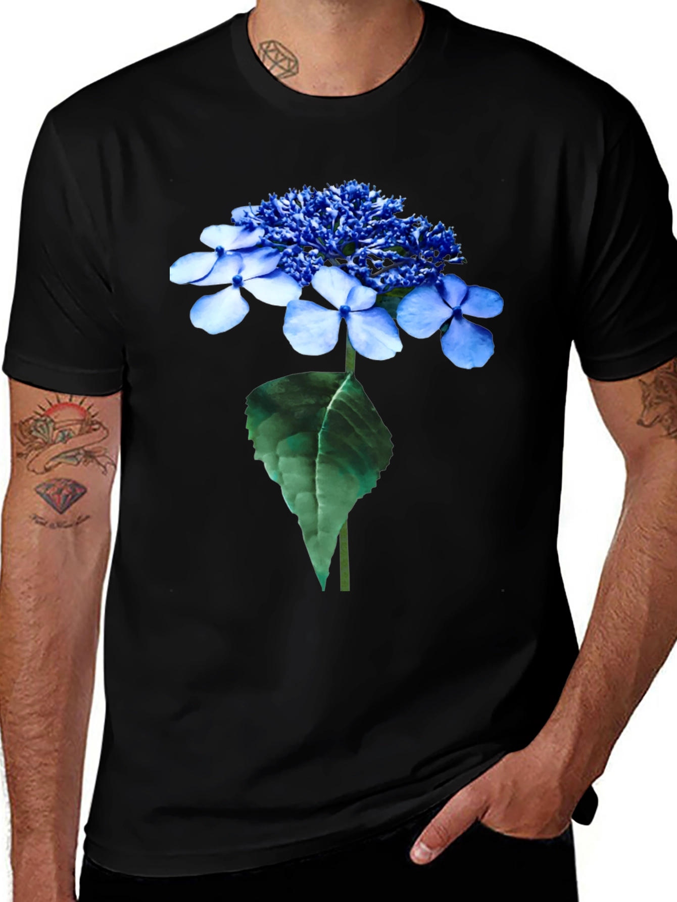 Variant 9 of Hydrangea Flower Graphic Print T-Shirt