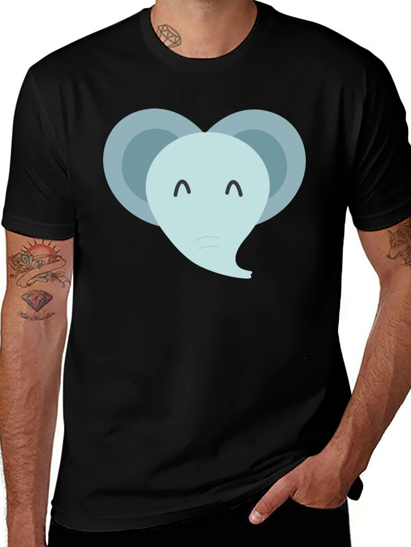 Variant 6 of Elephant Heart Graphic Tee - Cute & Stylish Black T-Shirt
