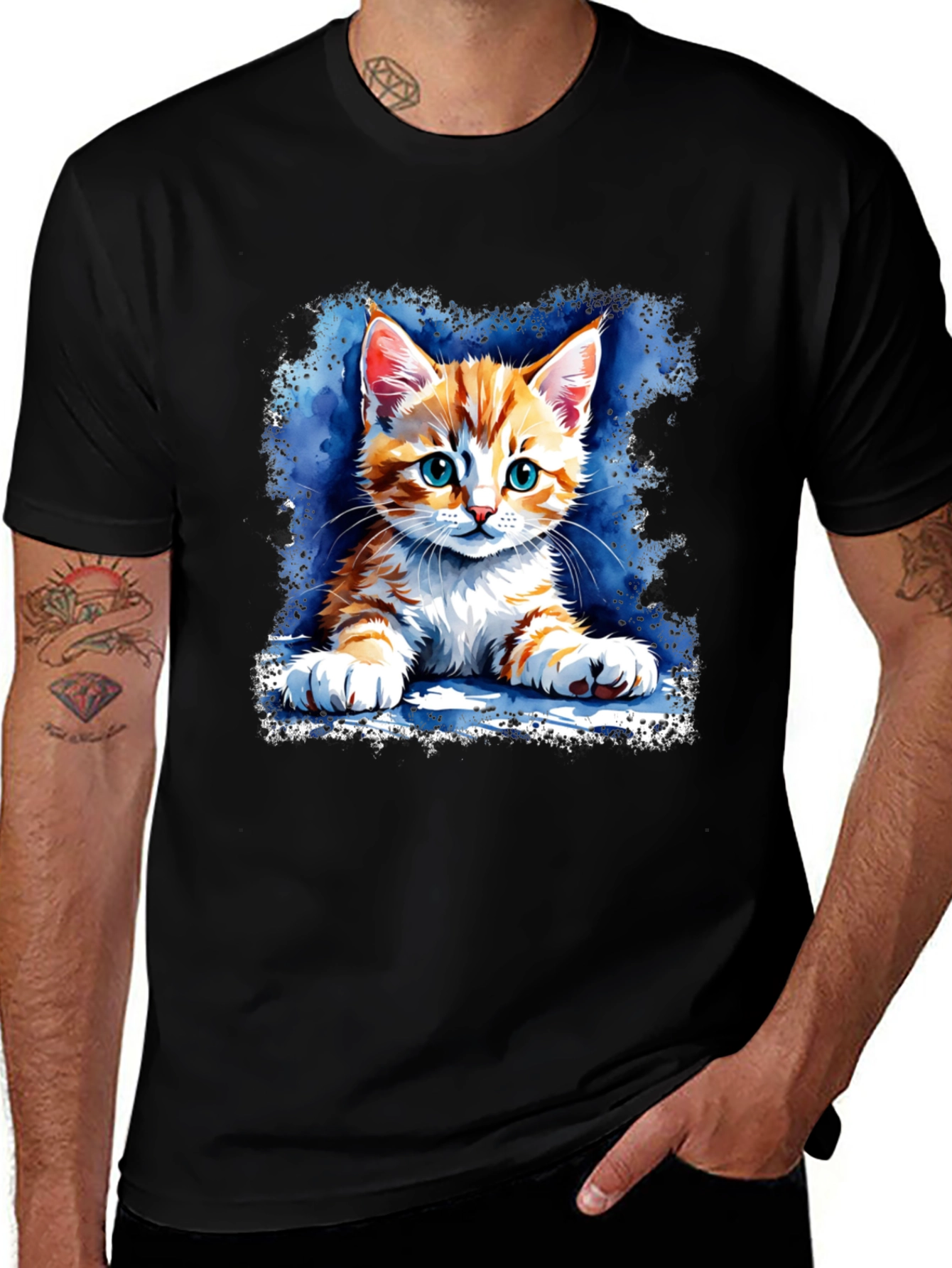 Variant 15 of Cute Kitten Graphic Black T-Shirt