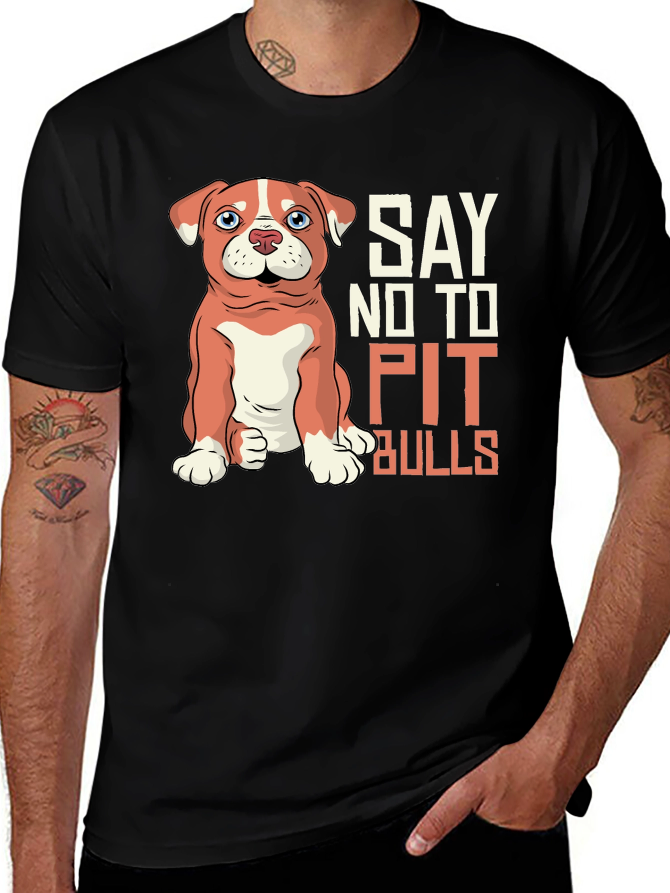 Variant 9 of Say No to Pit Bulls Black T-Shirt
