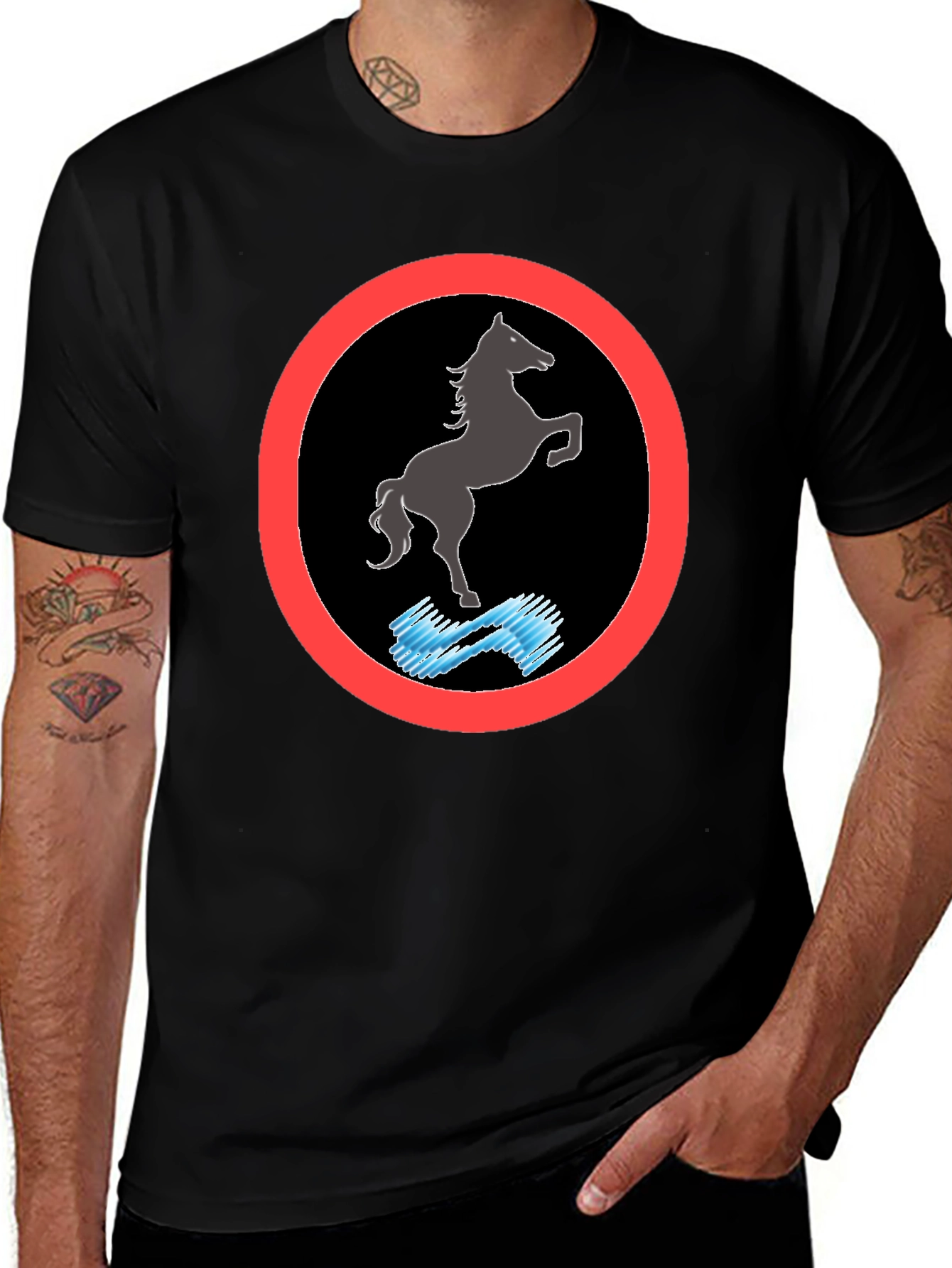 Variant 3 of Horse Graphic Tee - Black Cotton Comfort