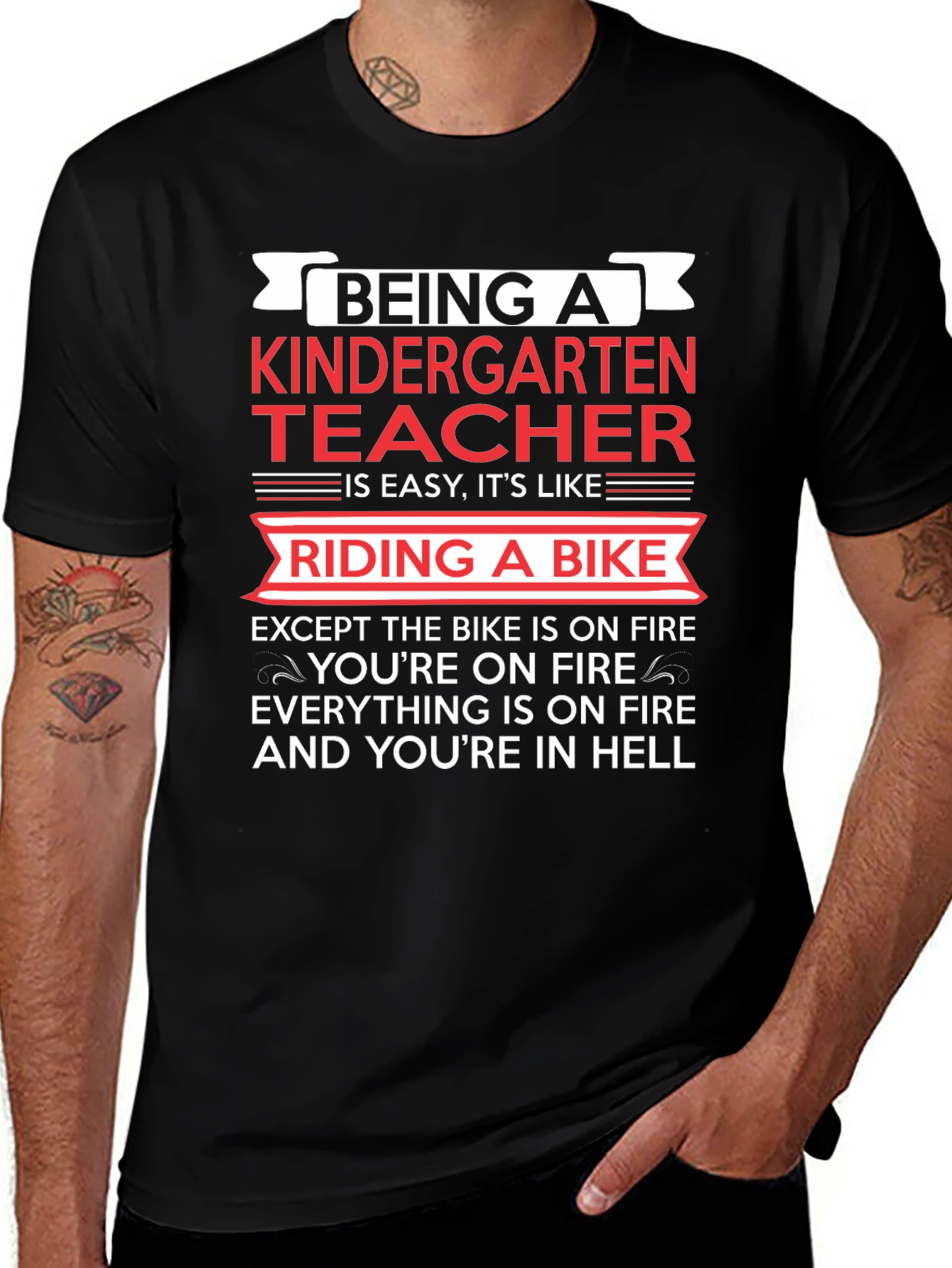 Kindergarten Teacher Bike On Fire T-Shirt