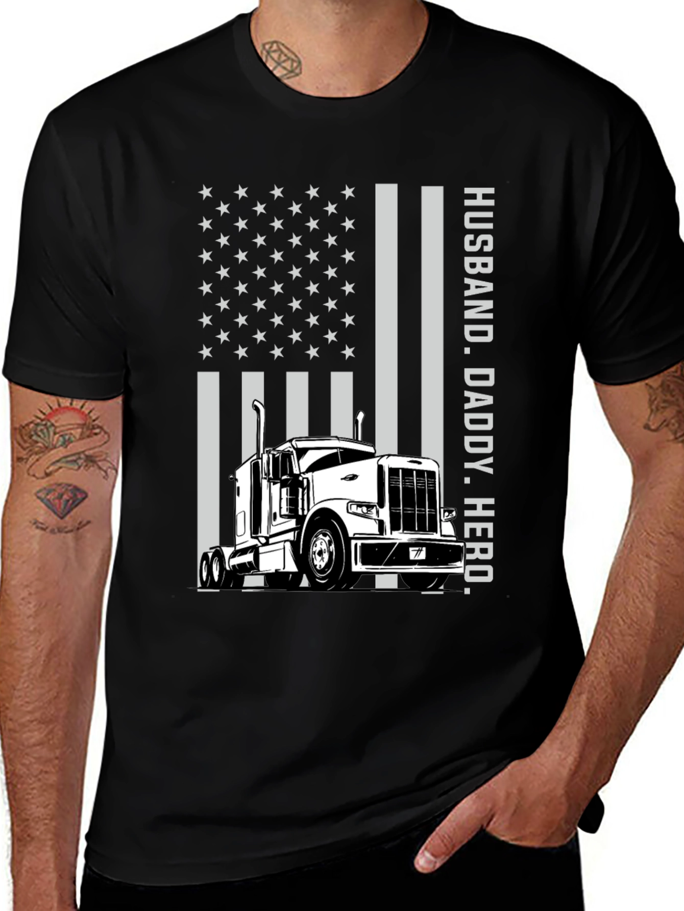 Variant 17 of Husband Daddy Hero Trucker Graphic Tee