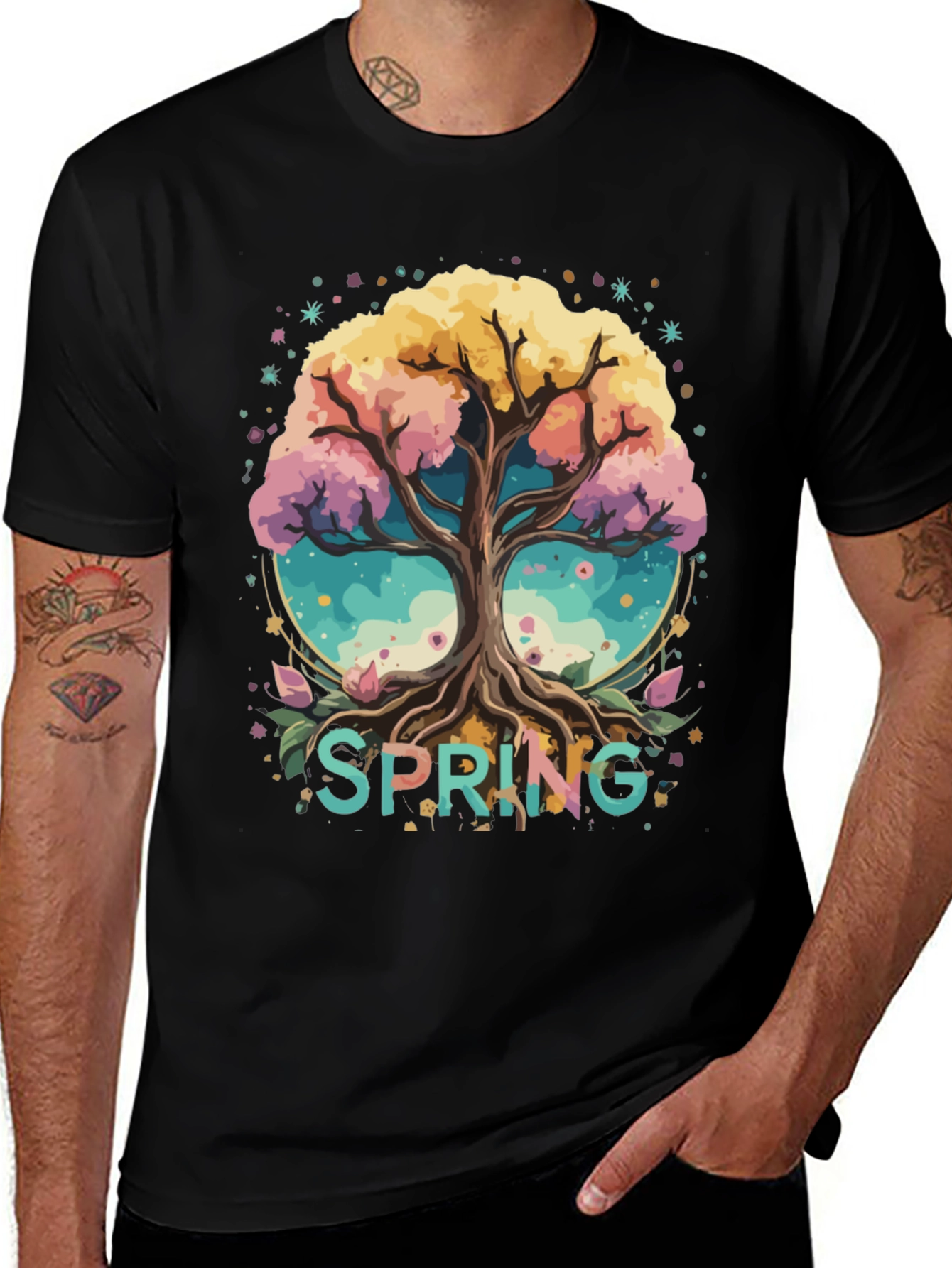 Variant 22 of Spring Tree Graphic Tee - Black