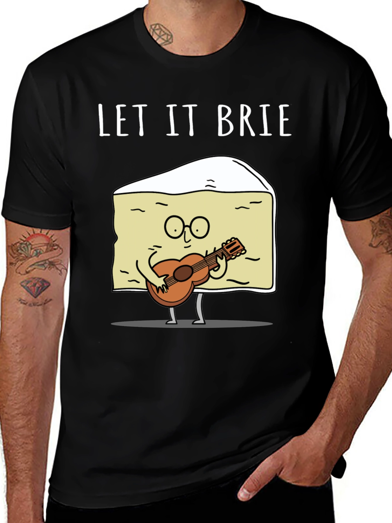 Variant 18 of Let It Brie Funny Cheese Guitar T-Shirt