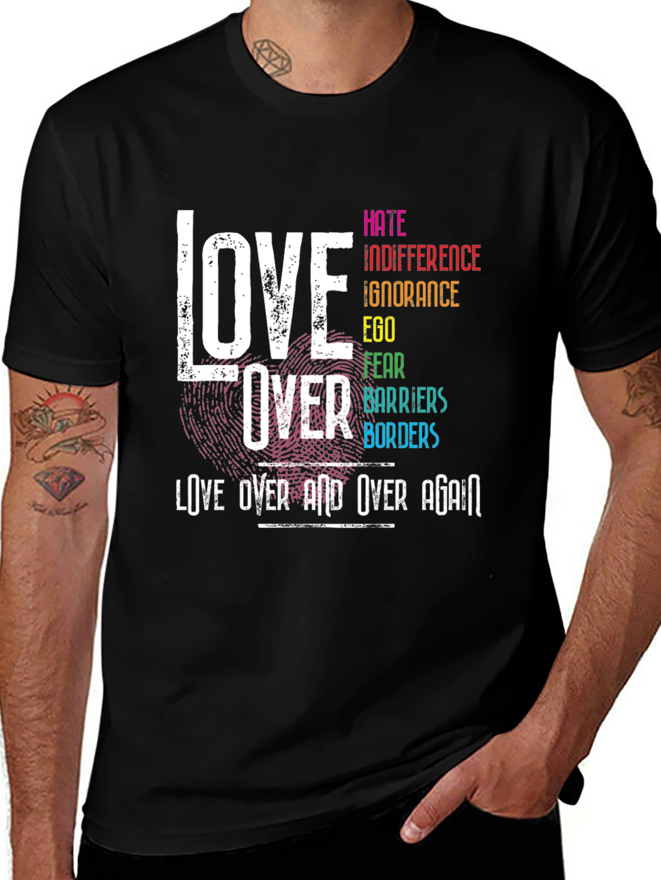 Variant 14 of Love Over Hate Pride Graphic Tee