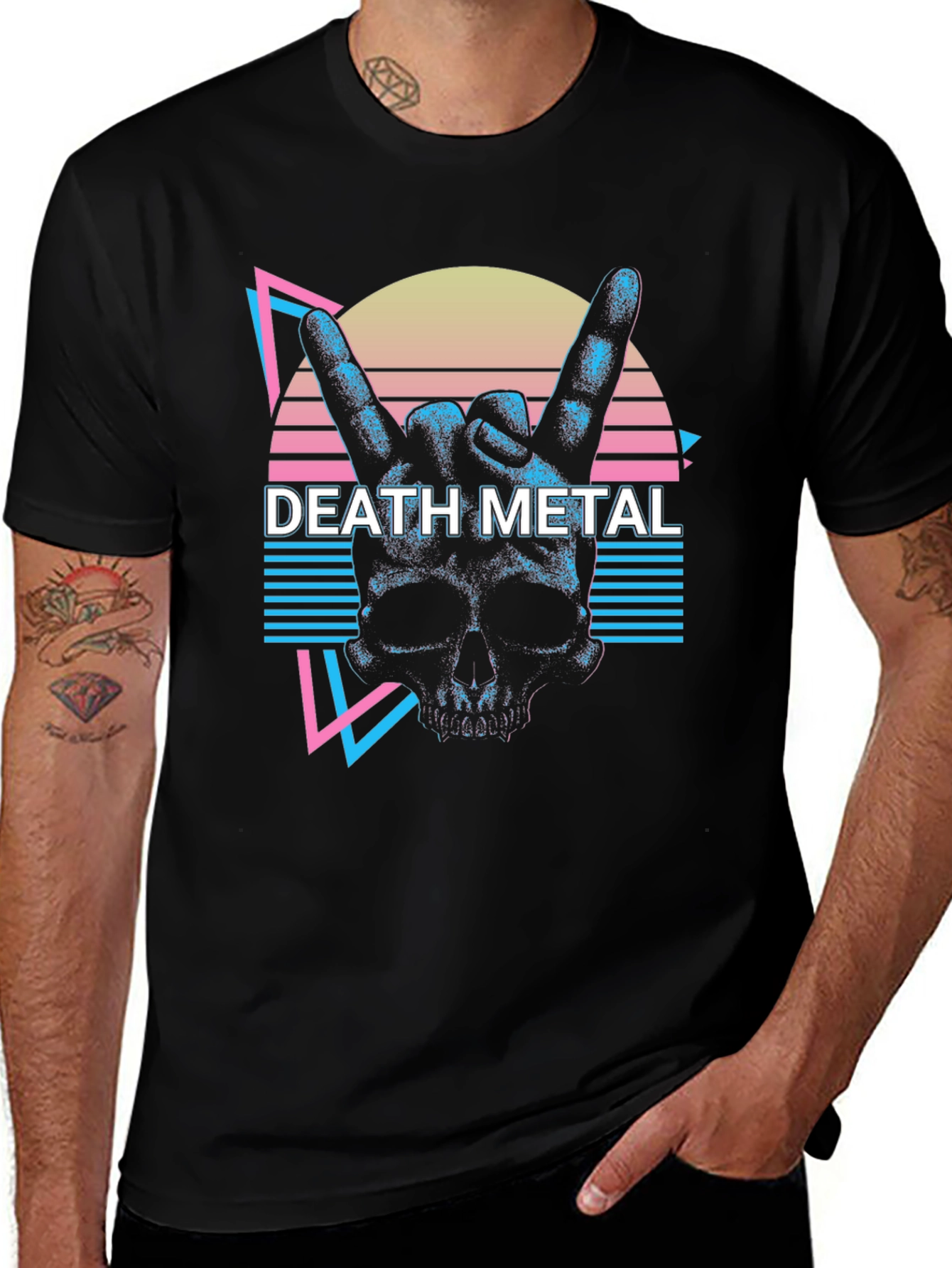 Variant 25 of Death Metal Skull Graphic Tee - Black