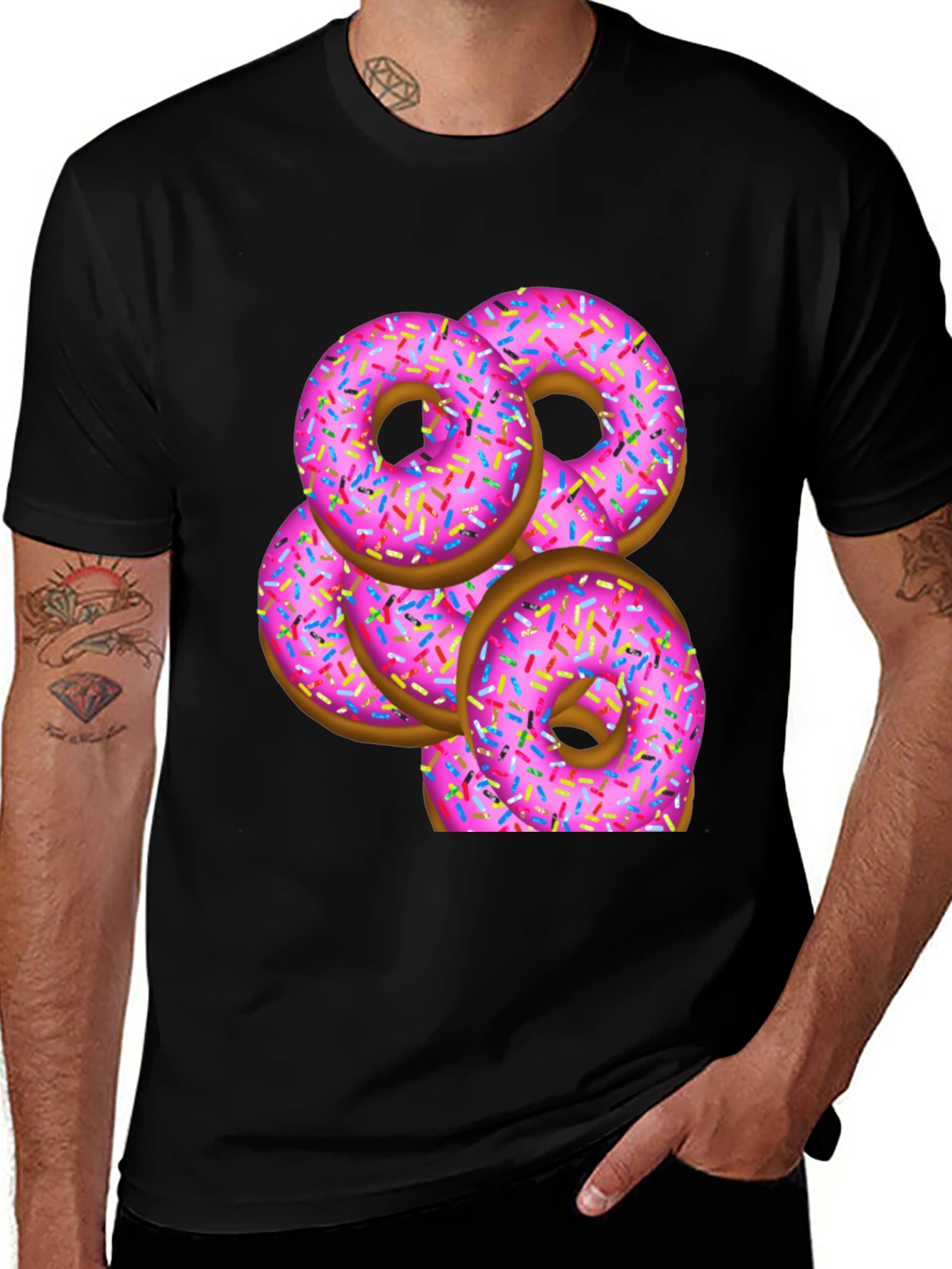 Variant 11 of Pink Donut Stack T-Shirt - Sweet Treat Design
