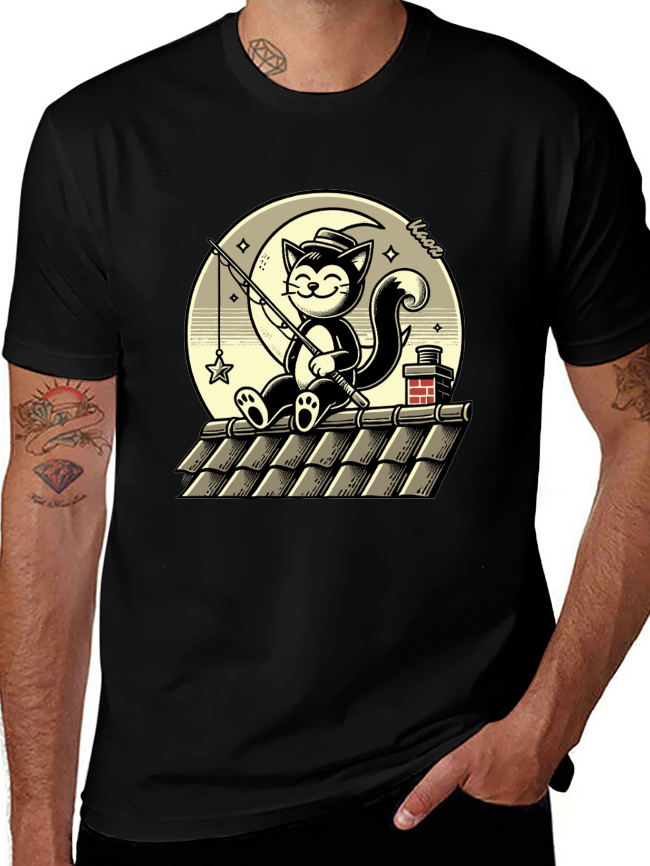Variant 17 of Cat Fishing on Roof T-Shirt