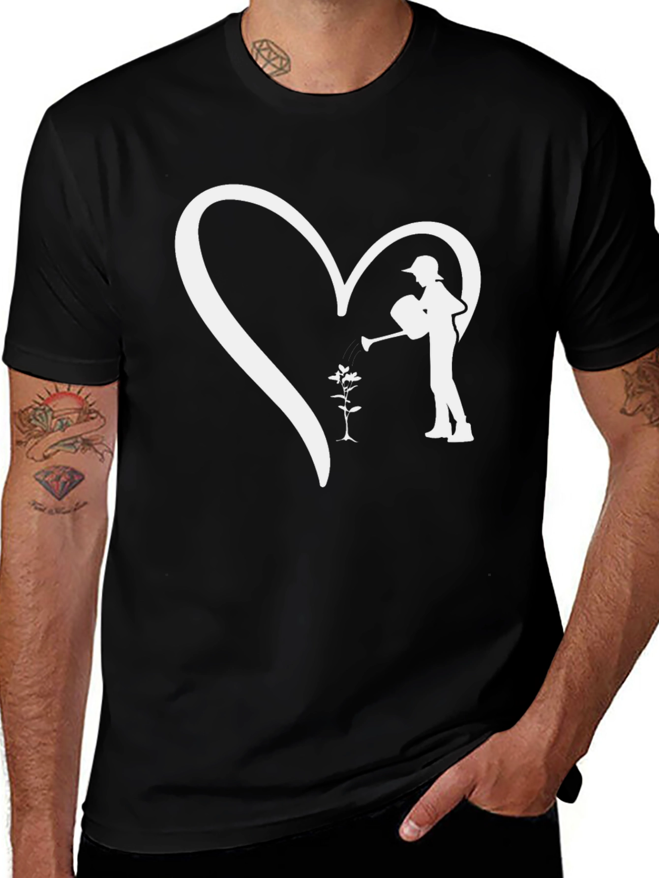 Variant 27 of Heart Gardener T-Shirt - Black Graphic Tee