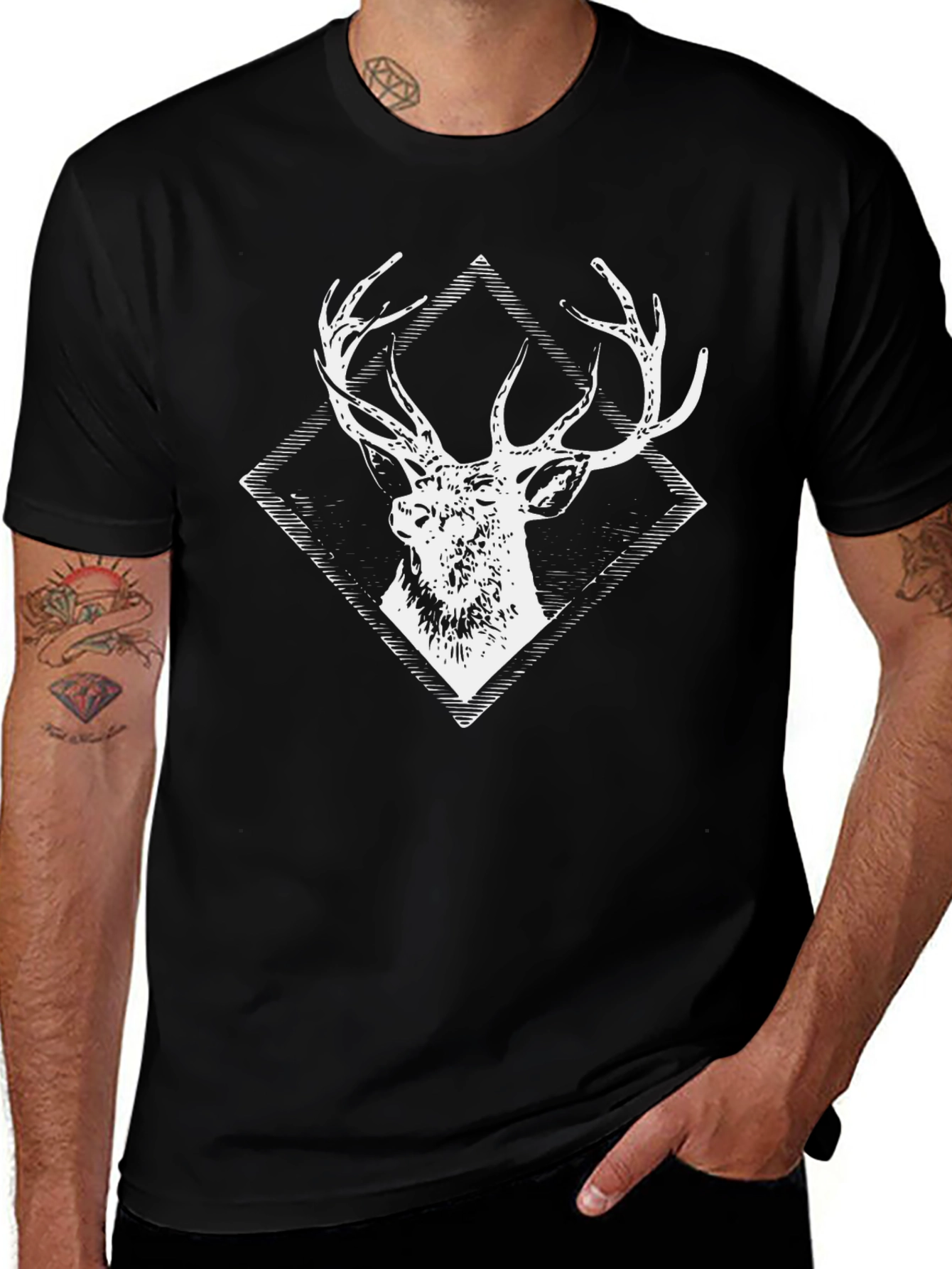 Variant 9 of Black Deer Graphic Tee - Stylish Men's T-Shirt