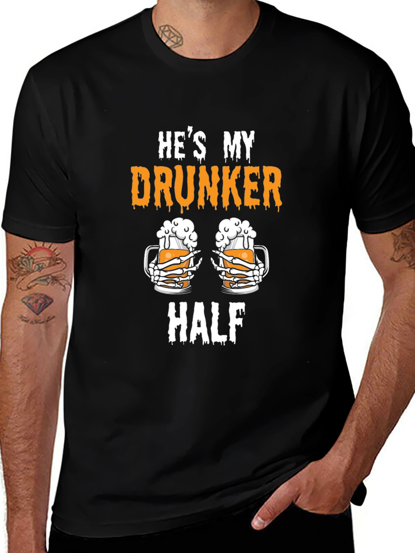 Variant 14 of He's My Drunker Half Graphic Tee - Perfect for Couples