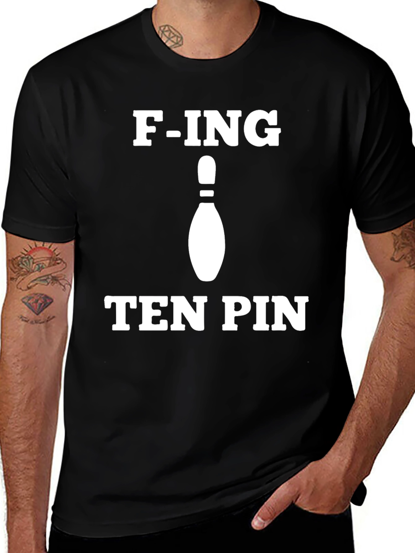 Variant 10 of F-ING Ten Pin Graphic T-Shirt - Black Cotton Tee