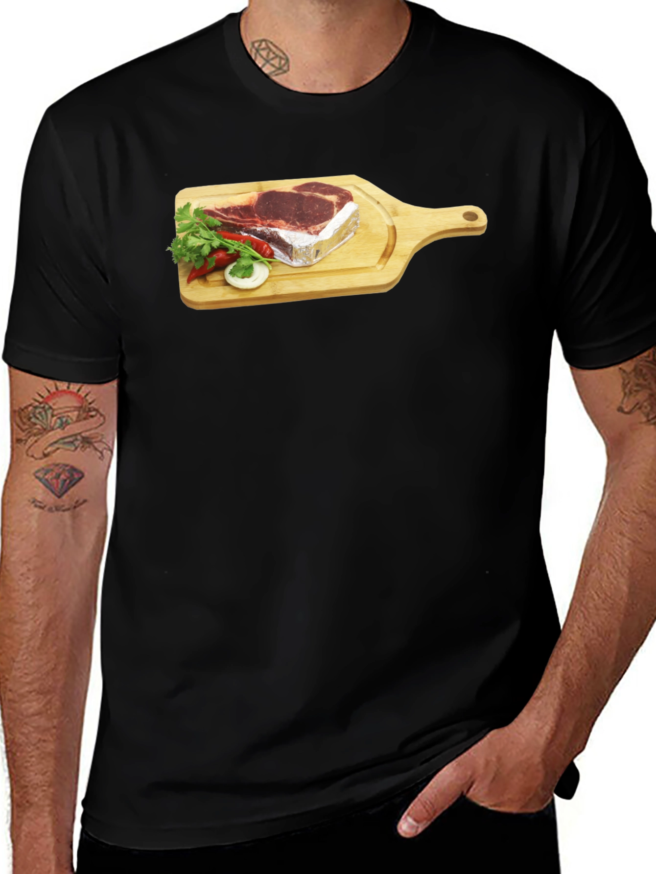 Variant 23 of Steak on Board Graphic Tee - Premium Cotton Comfort