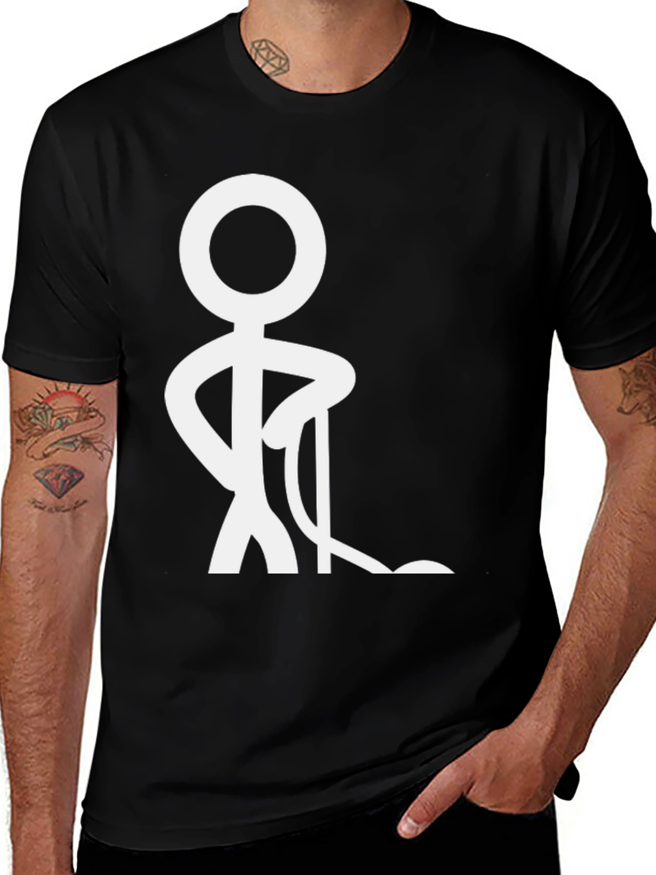 Variant 20 of Funny Stick Figure T-Shirt - Black Tee