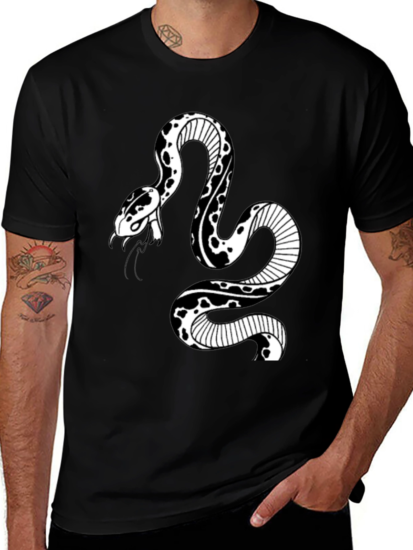 Variant 23 of Black T-Shirt with Snake Graphic