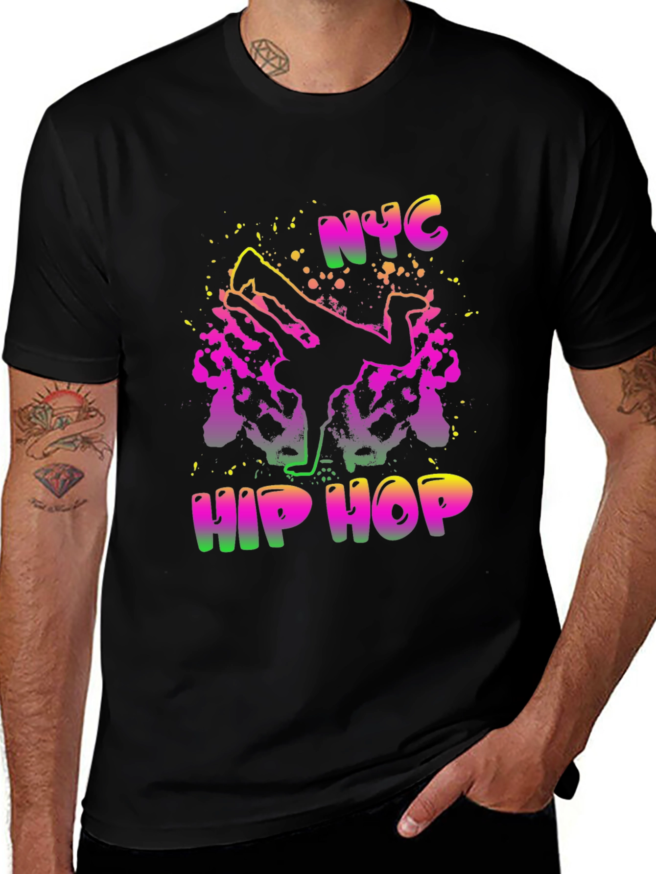 Variant 29 of NYC Hip Hop Graphic Black T-Shirt
