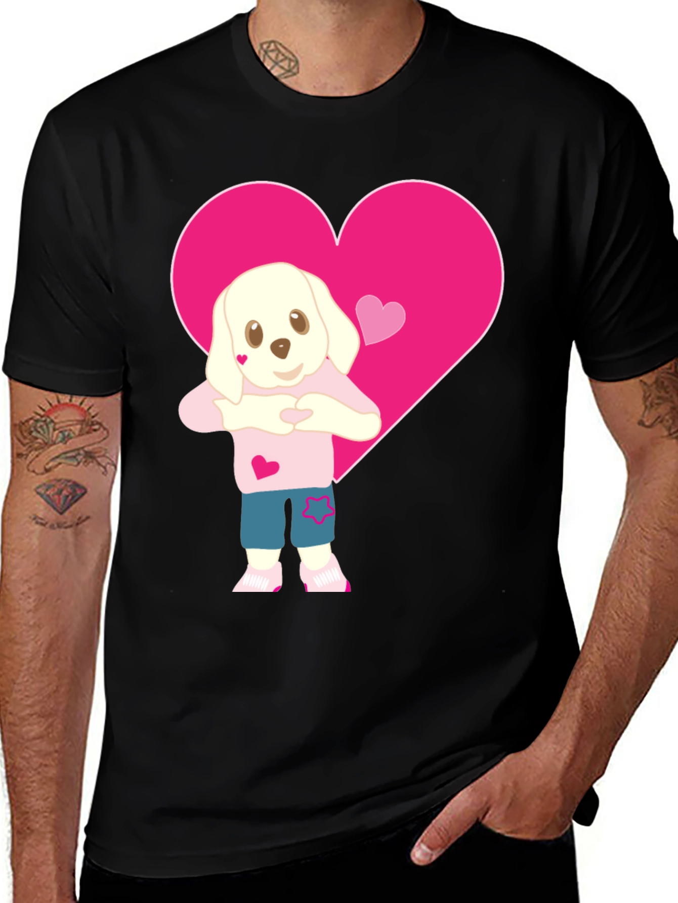 Variant 22 of Cute Dog Heart Valentine's T-Shirt - Soft Cotton Blend