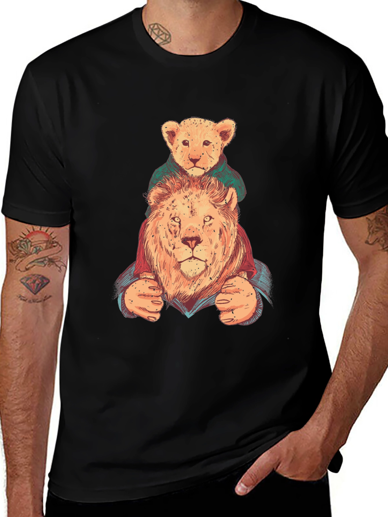 Variant 12 of Lion & Cub Graphic Tee - Black
