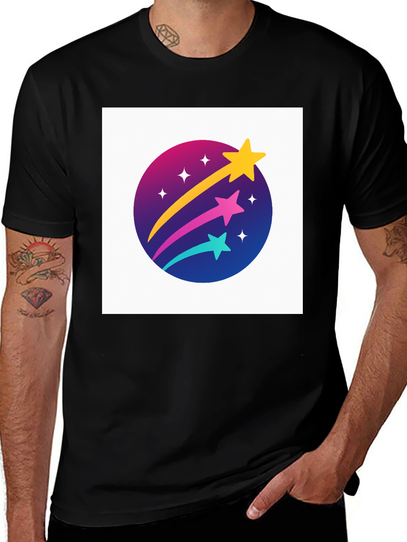 Variant 14 of Cosmic Star Trail Black T-Shirt