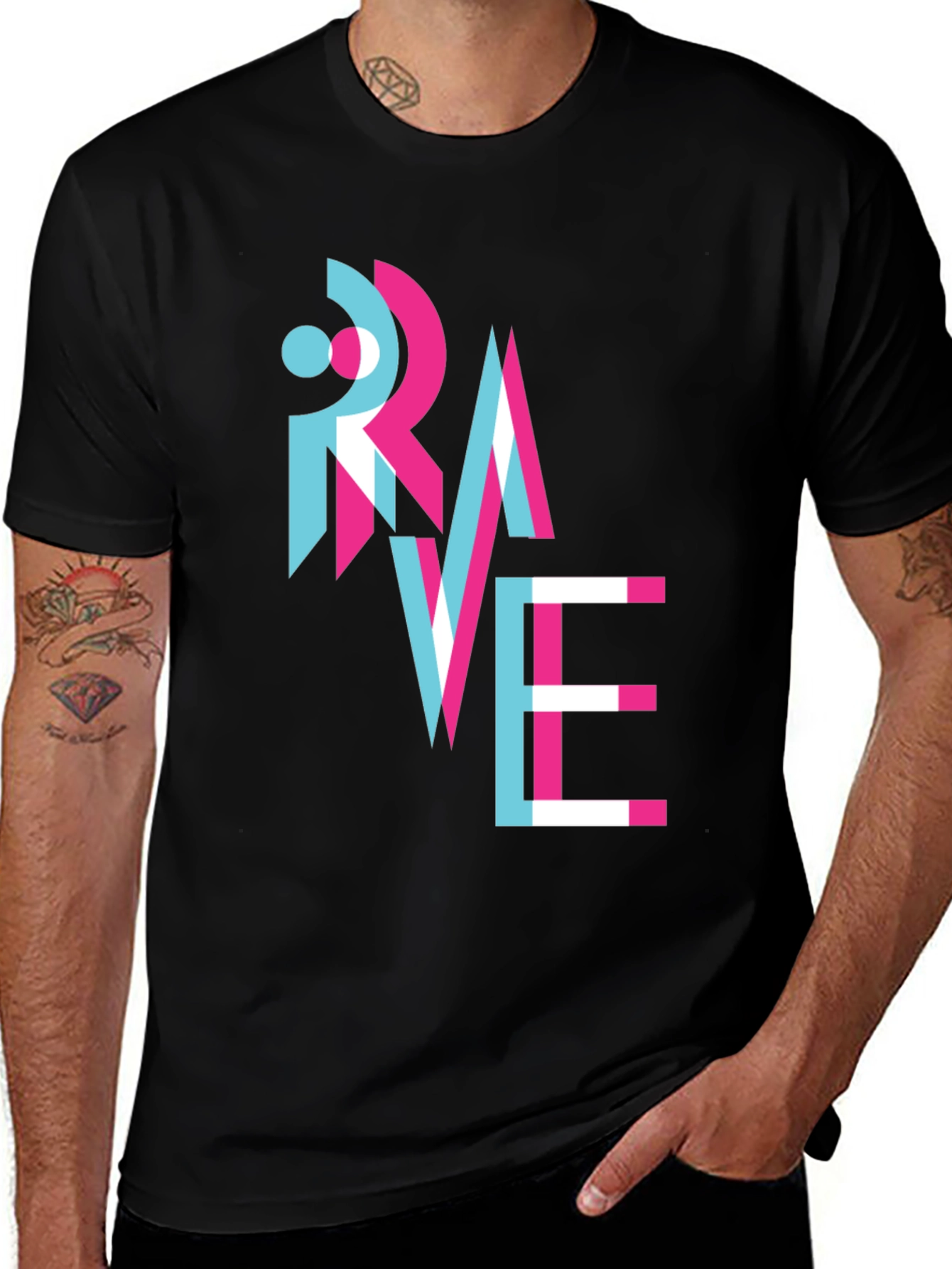 Variant 3 of Rave Graphic Tee - Men's Black Short Sleeve T-Shirt