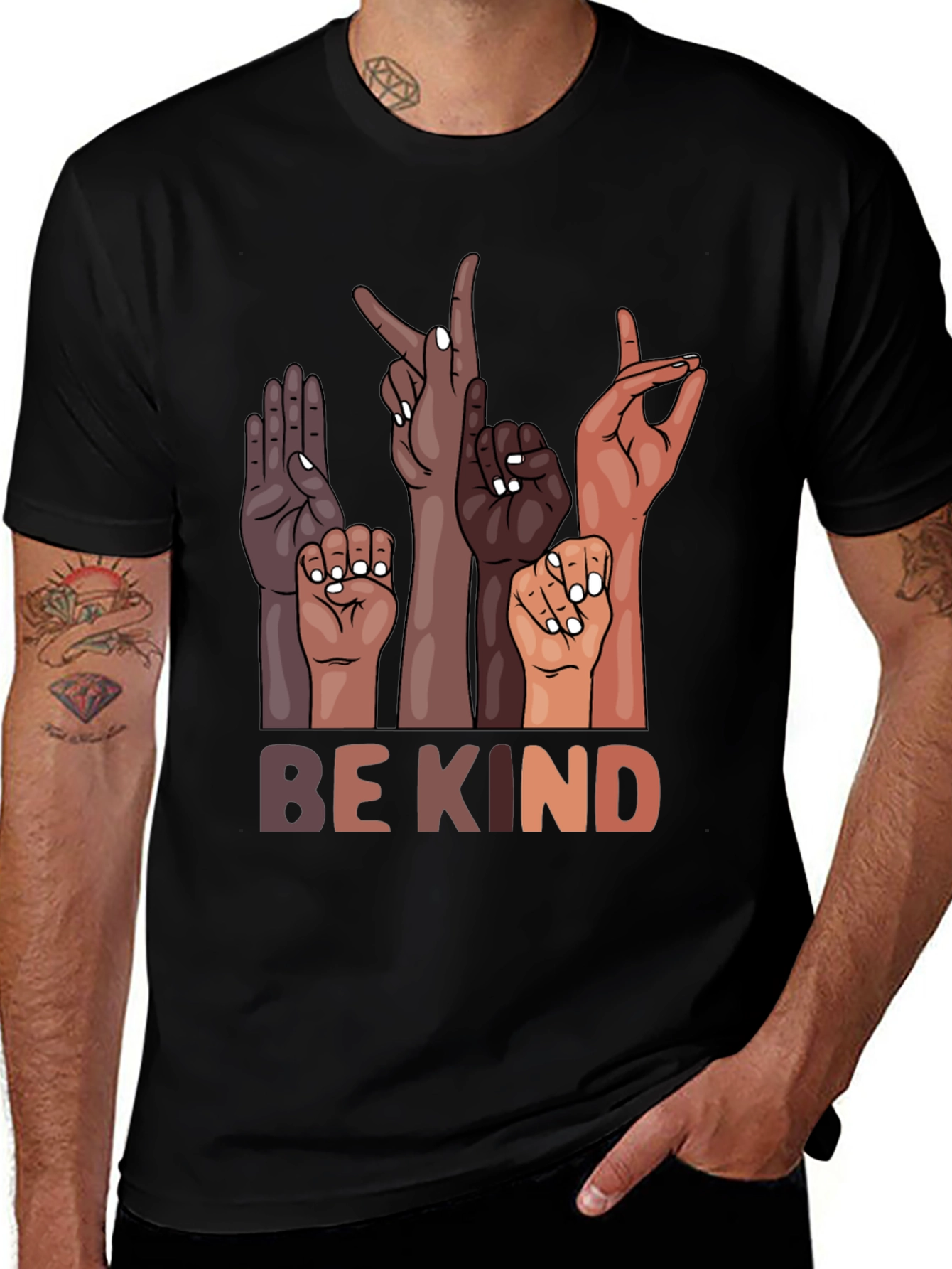 Variant 18 of Be Kind T-Shirt Diversity Hand Sign Language