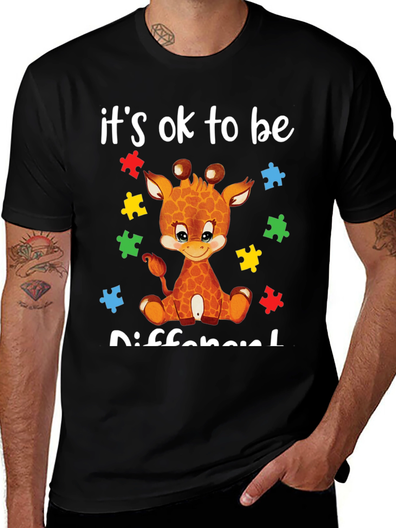 Variant 30 of Autism Awareness Giraffe T-Shirt - It's OK to be Different