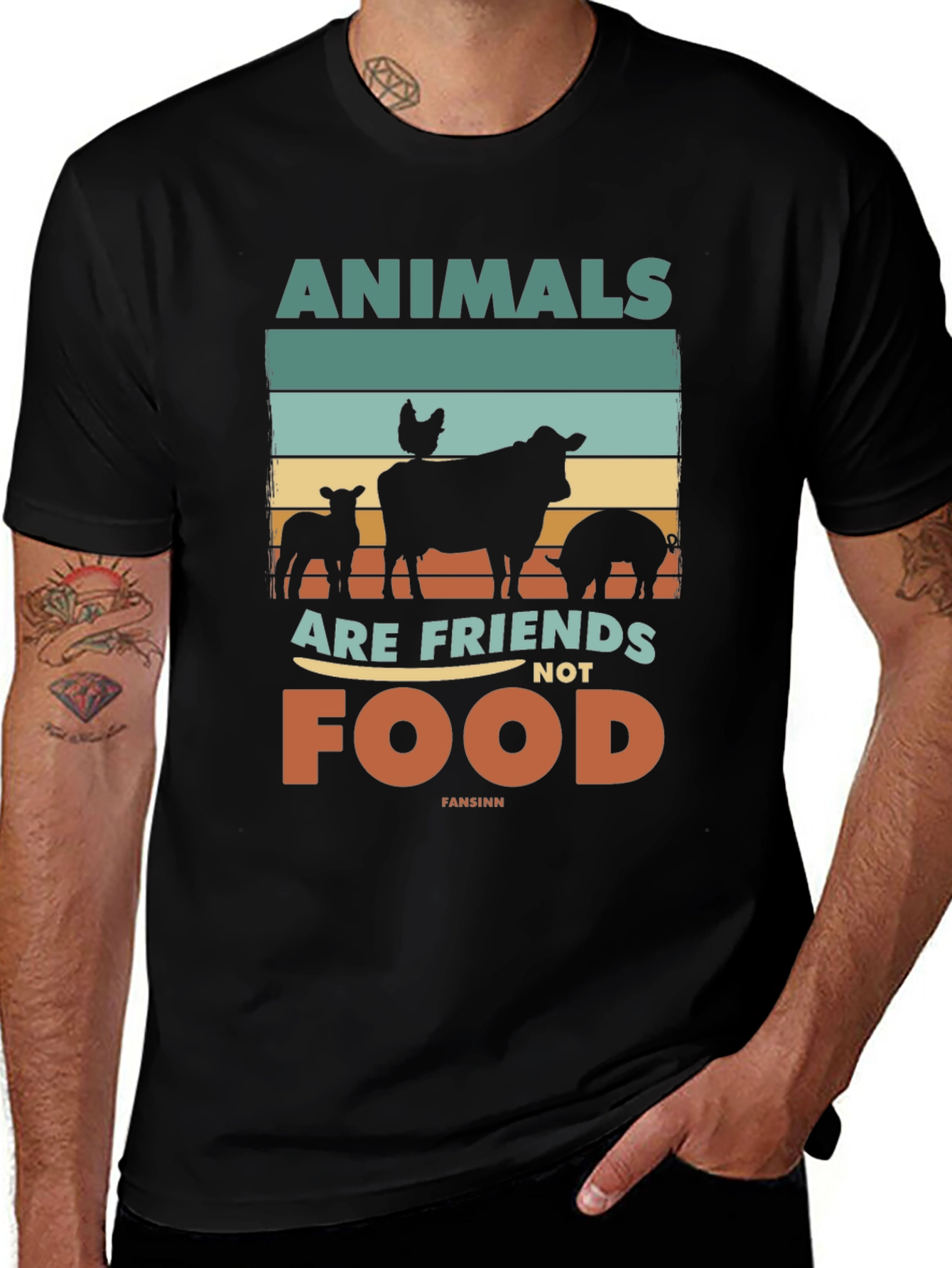 Variant 15 of Vegan T-Shirt - Animals Are Friends Not Food
