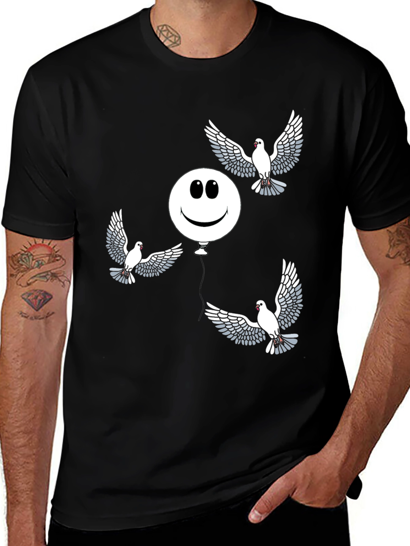 Variant 20 of Smiley Balloon & Pigeon Graphic Tee