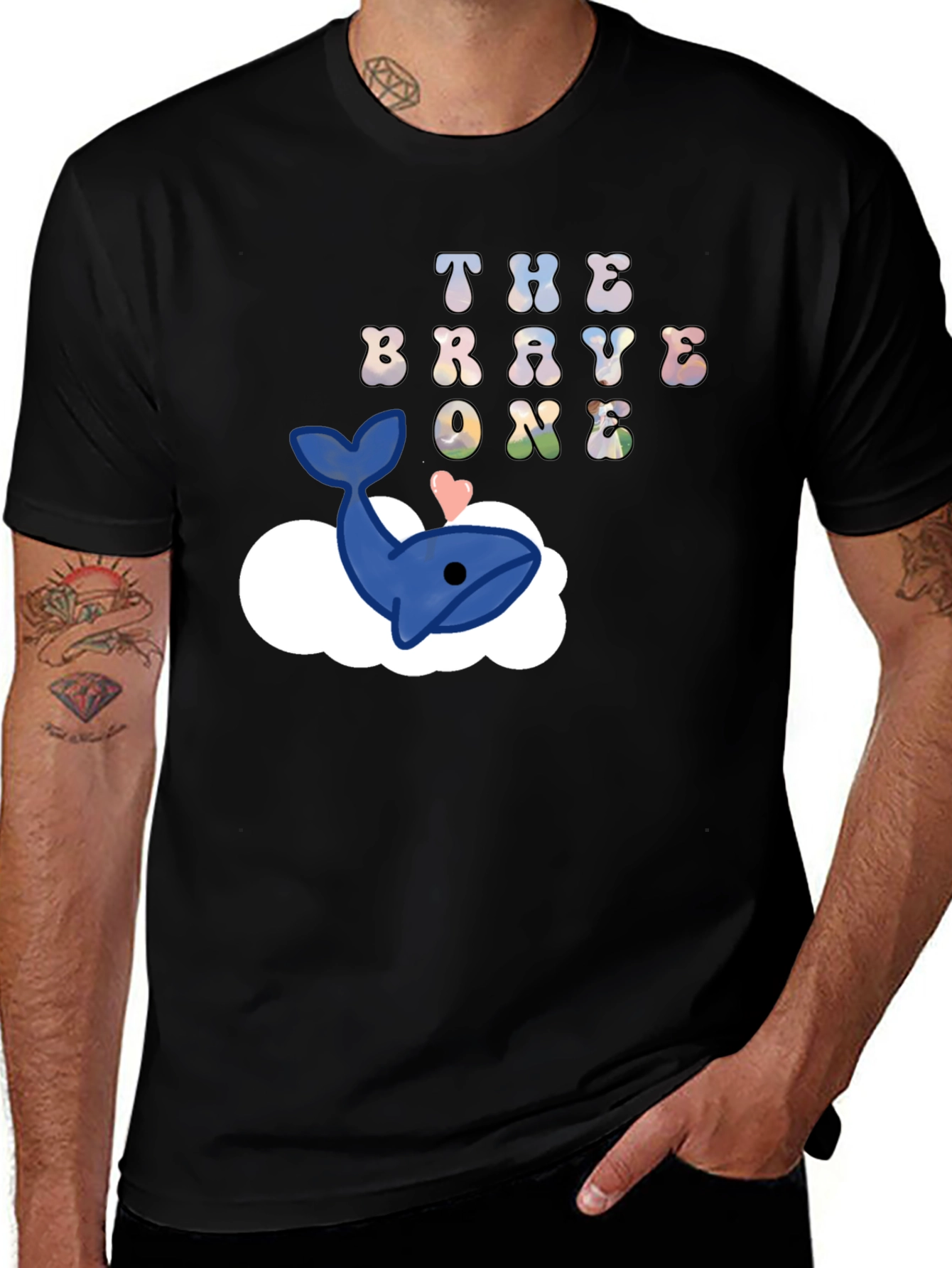 Black The Brave One Whale Cloud T-Shirt main image
