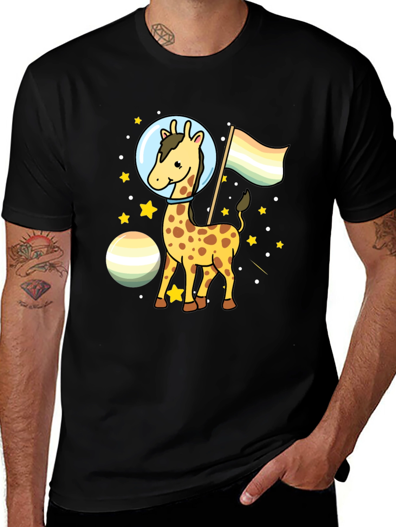 Variant 20 of Giraffe Astronaut LGBTQ+ Pride T-Shirt
