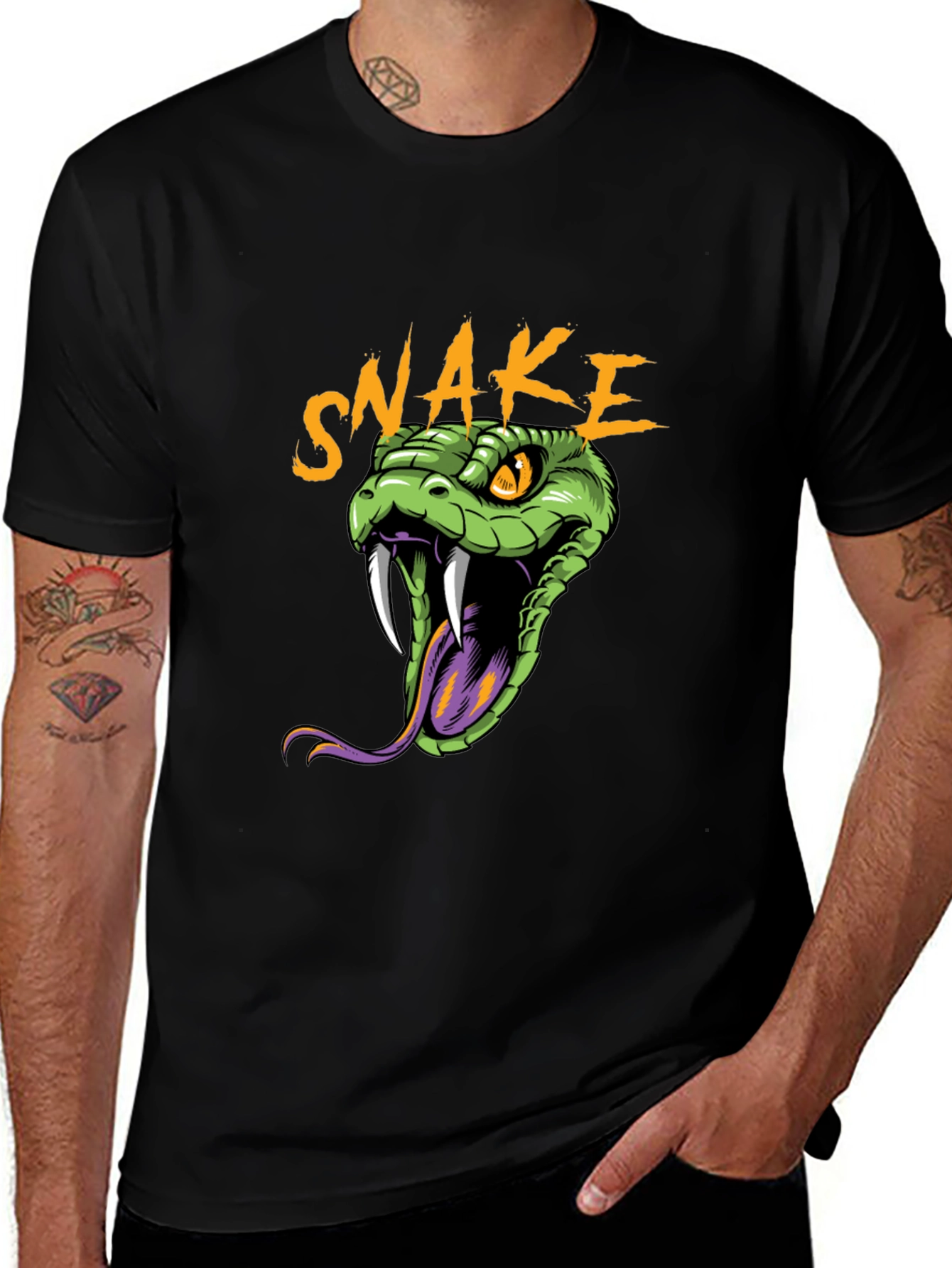 Variant 29 of Snake Graphic Print Crew Neck T-Shirt