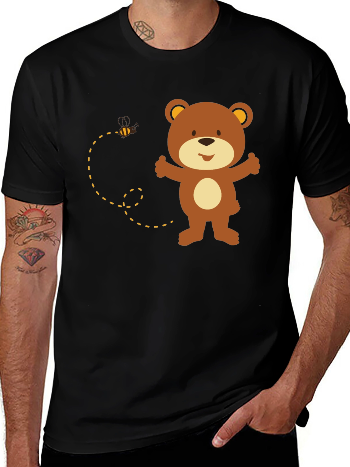 Variant 15 of Cute Bear & Bee Graphic T-Shirt
