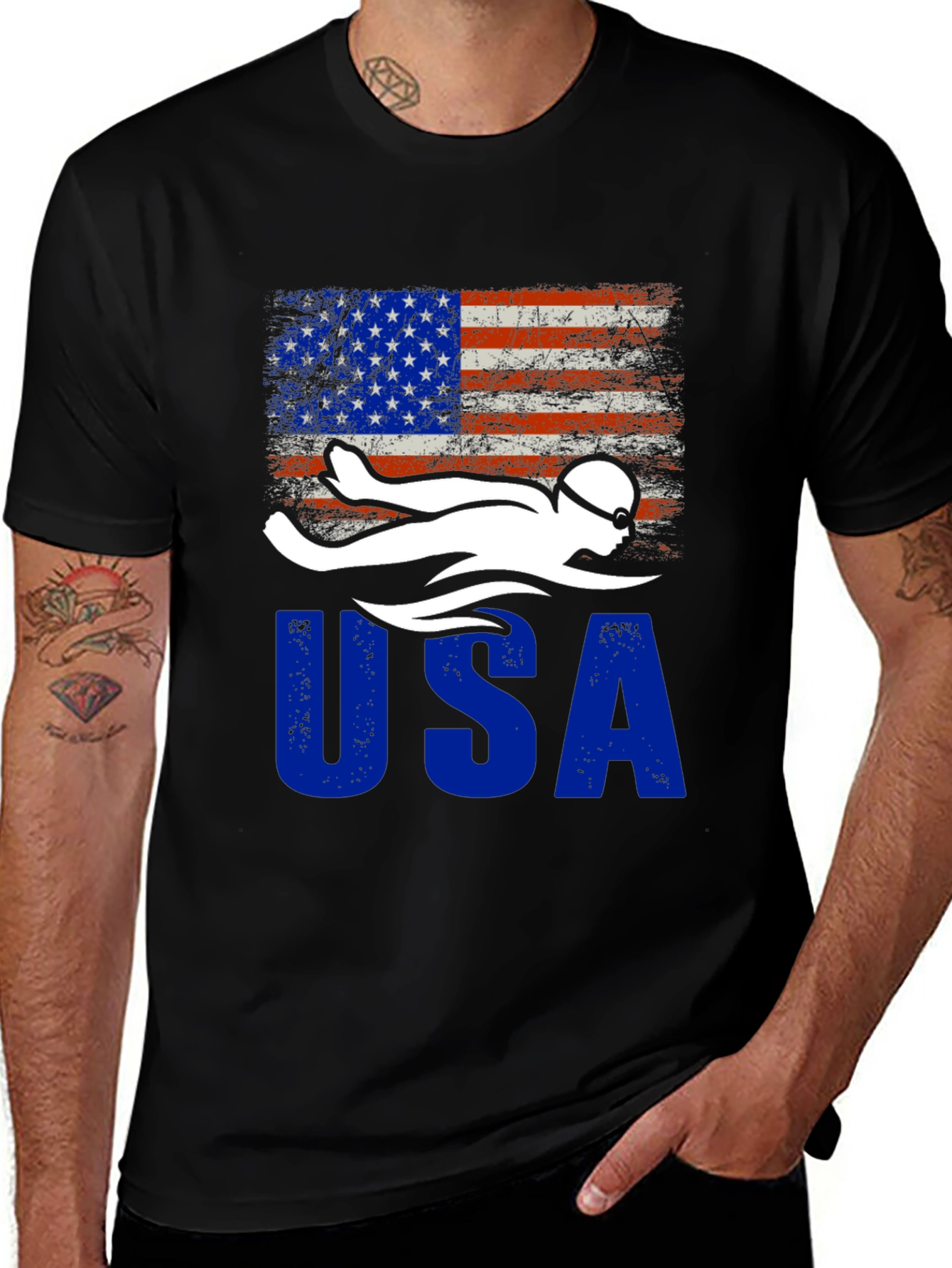 USA Swimmer Patriotic T-Shirt