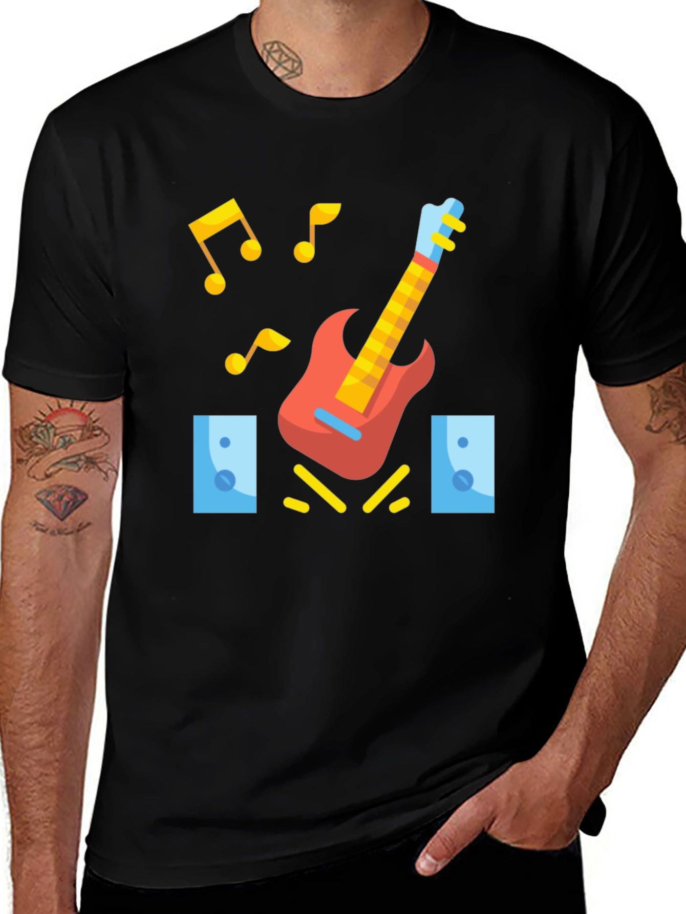 Variant 9 of Electric Guitar Graphic Tee - Black Cotton Shirt