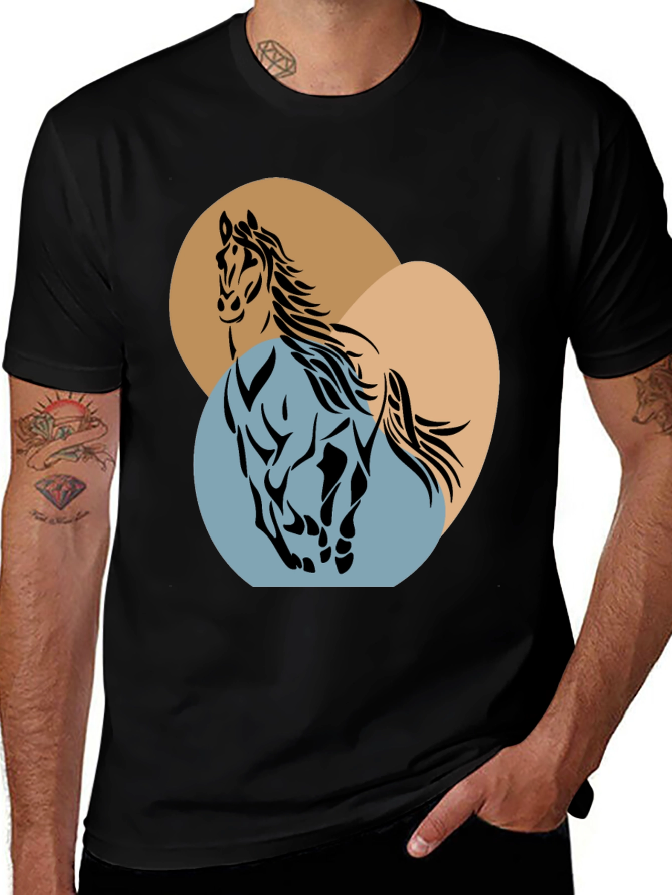 Variant 2 of Horse Graphic Tee - Stylish Animal Print Men's T-Shirt