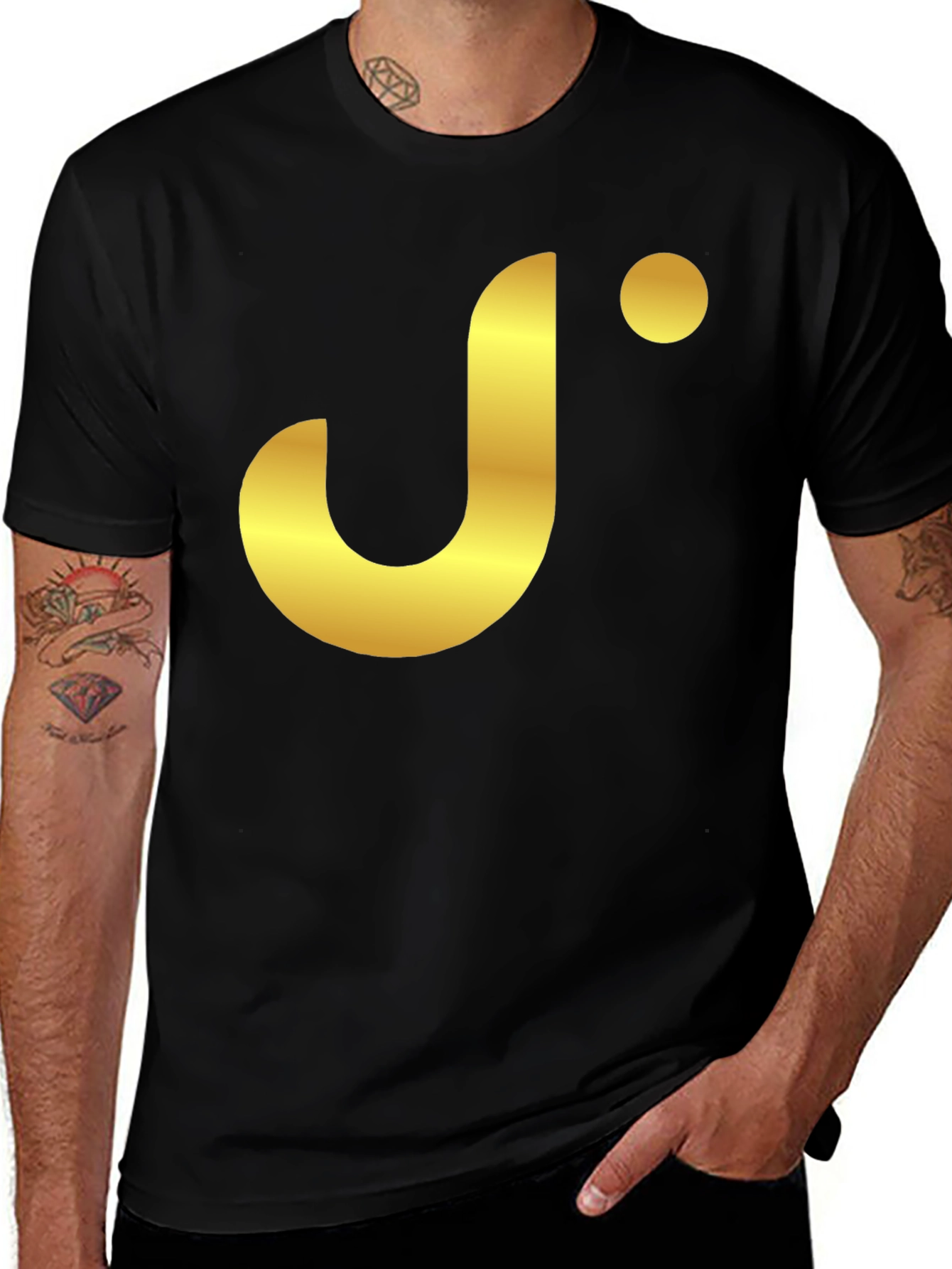 Stylish Black T-Shirt with Gold 'J' Logo