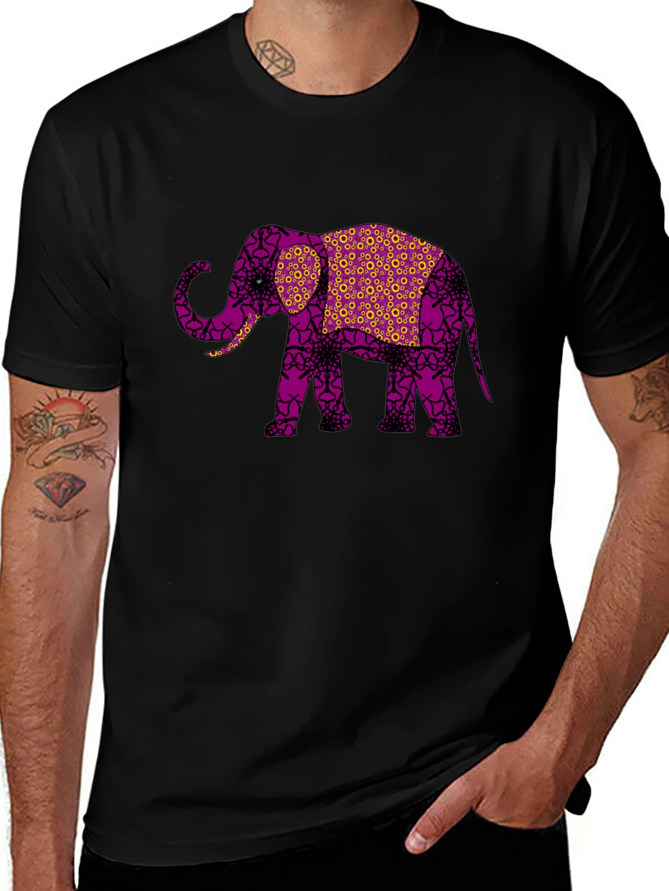 Variant 2 of Elephant Graphic Tee - Unique Patterned Design