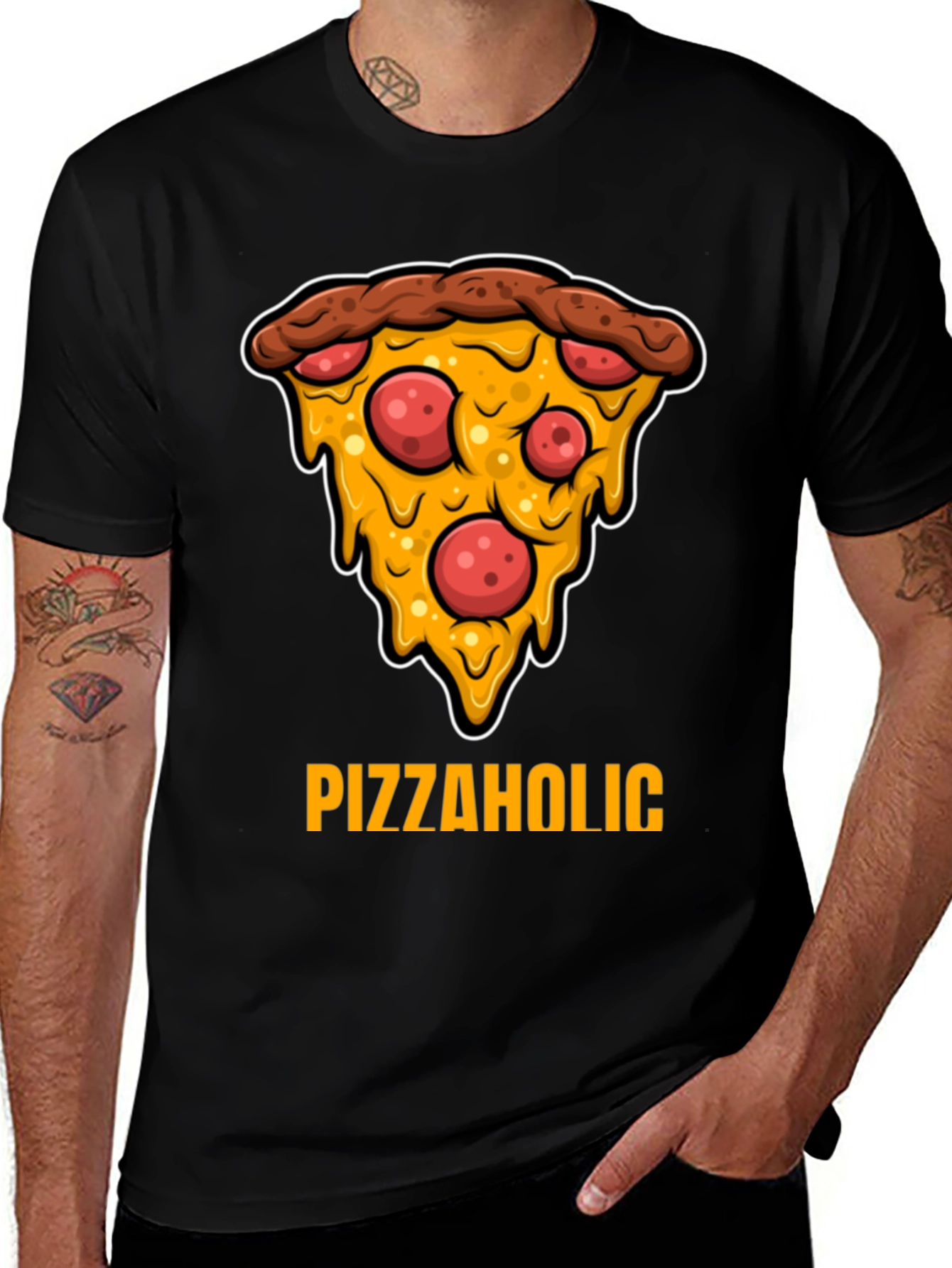 Variant 27 of PizzaHolic Graphic T-Shirt - Funny Food Tee