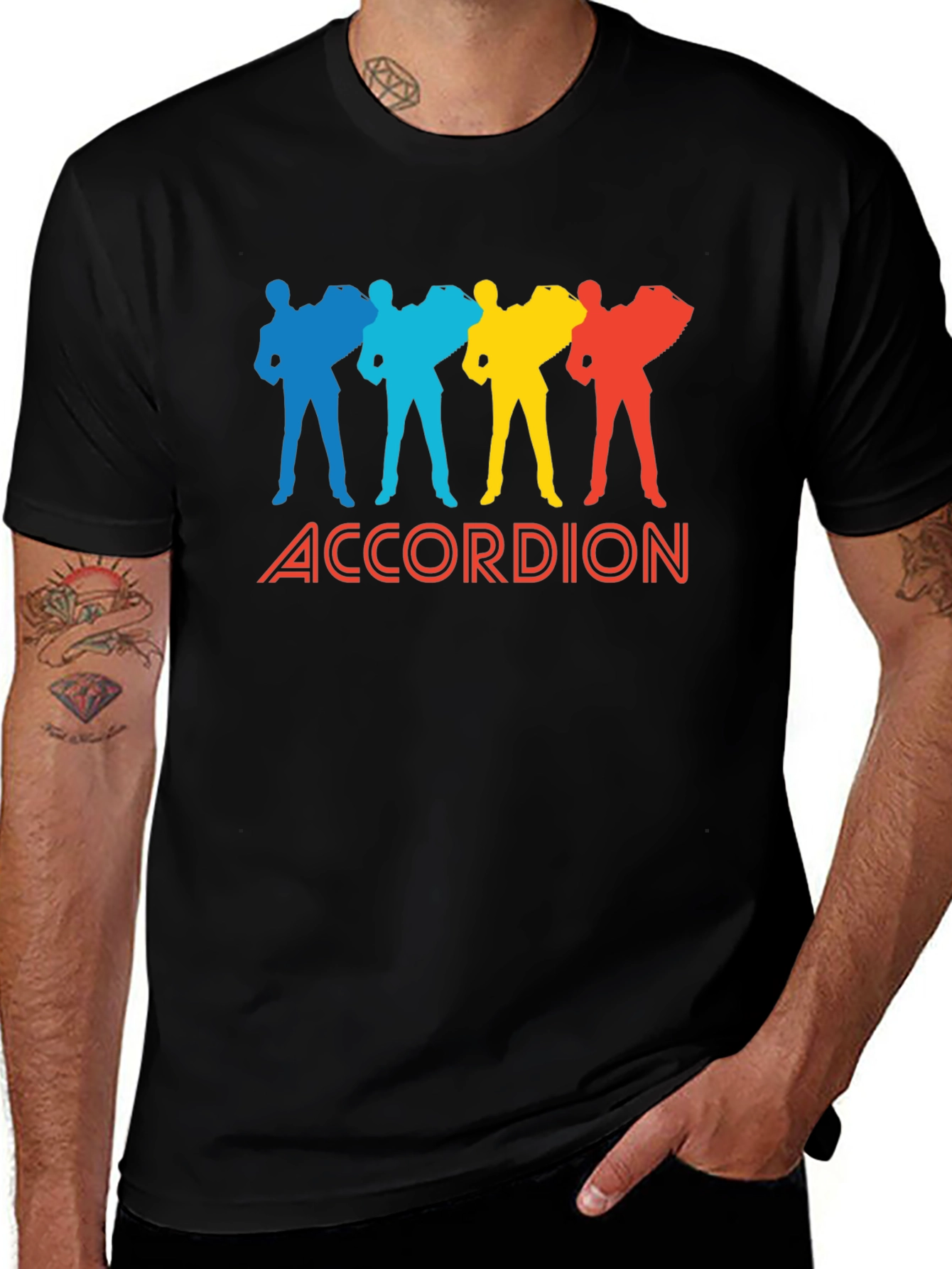 Variant 22 of Accordion Player Graphic Tee - Black Cotton