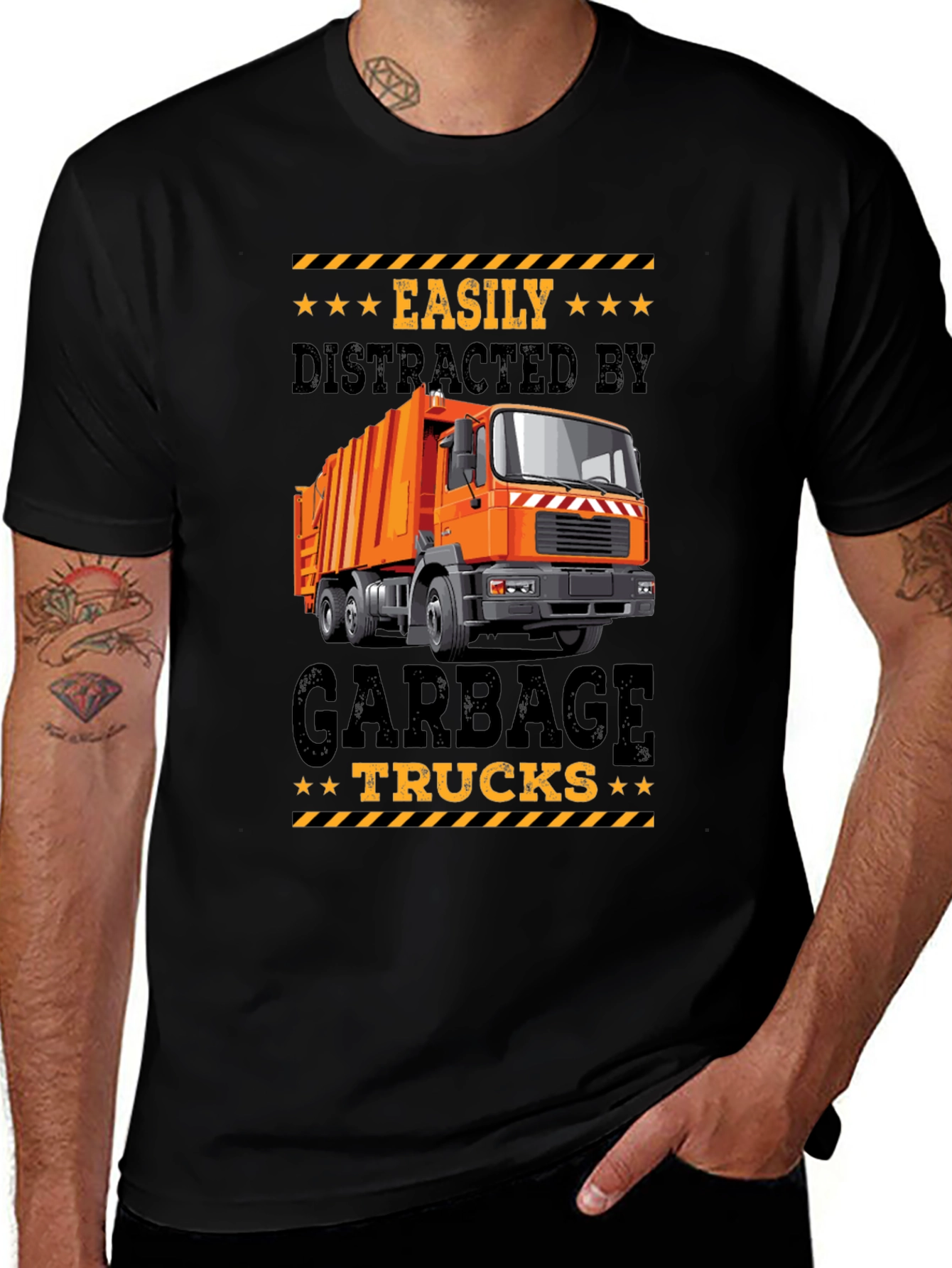 Variant 23 of Easily Distracted By Garbage Trucks Black T-Shirt