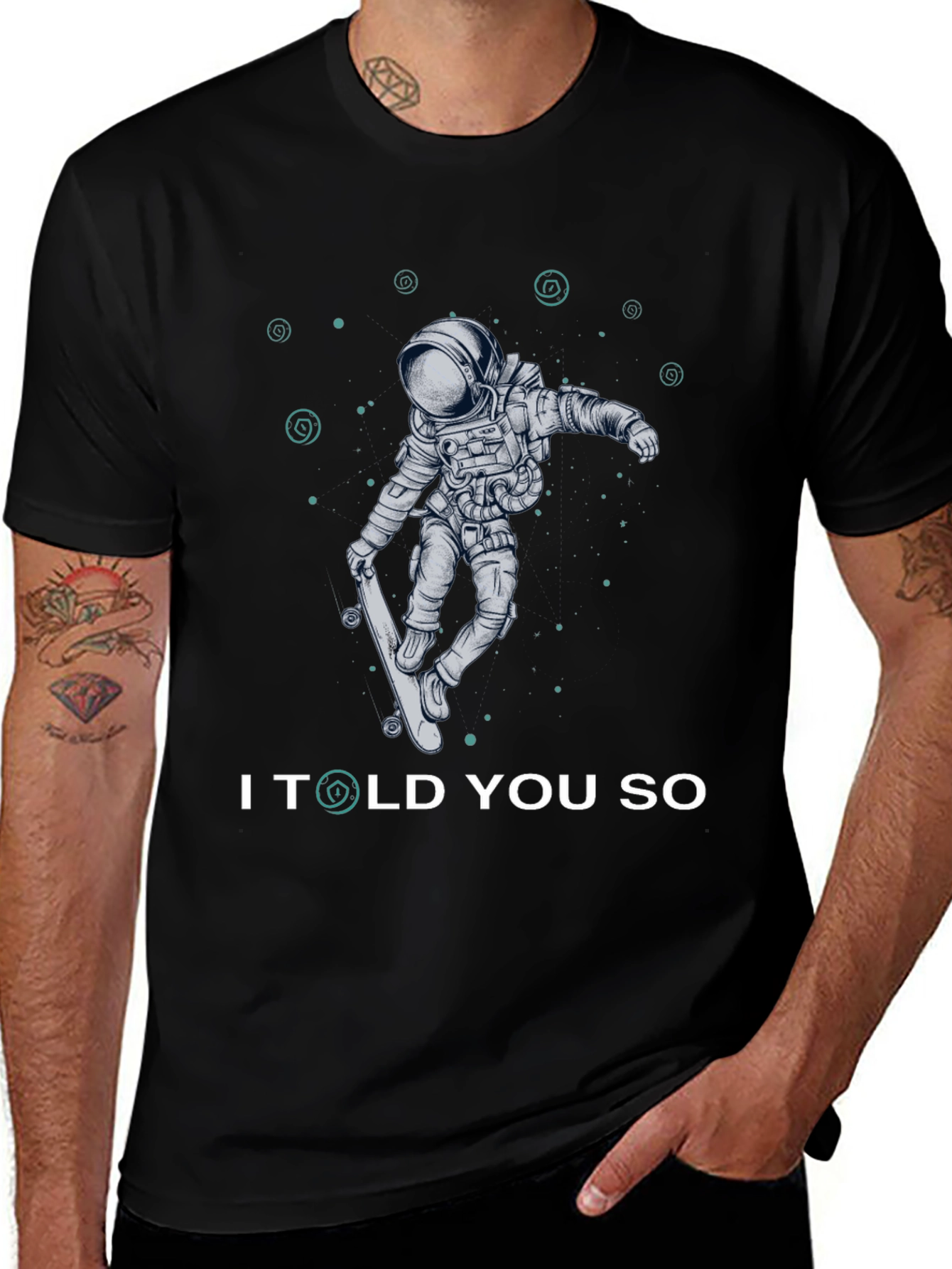 Variant 4 of Astronaut Skateboard T-Shirt - I Told You So Graphic Tee