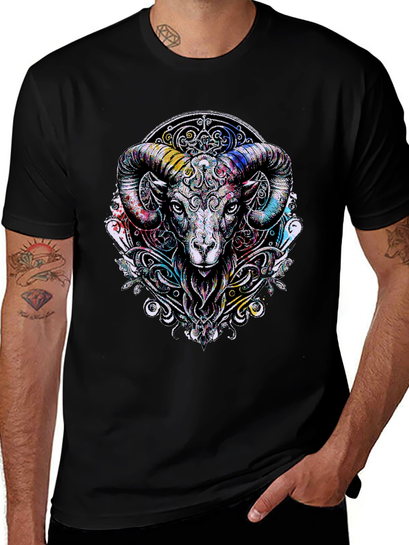 Variant 2 of Aries Ram Graphic Black T-Shirt