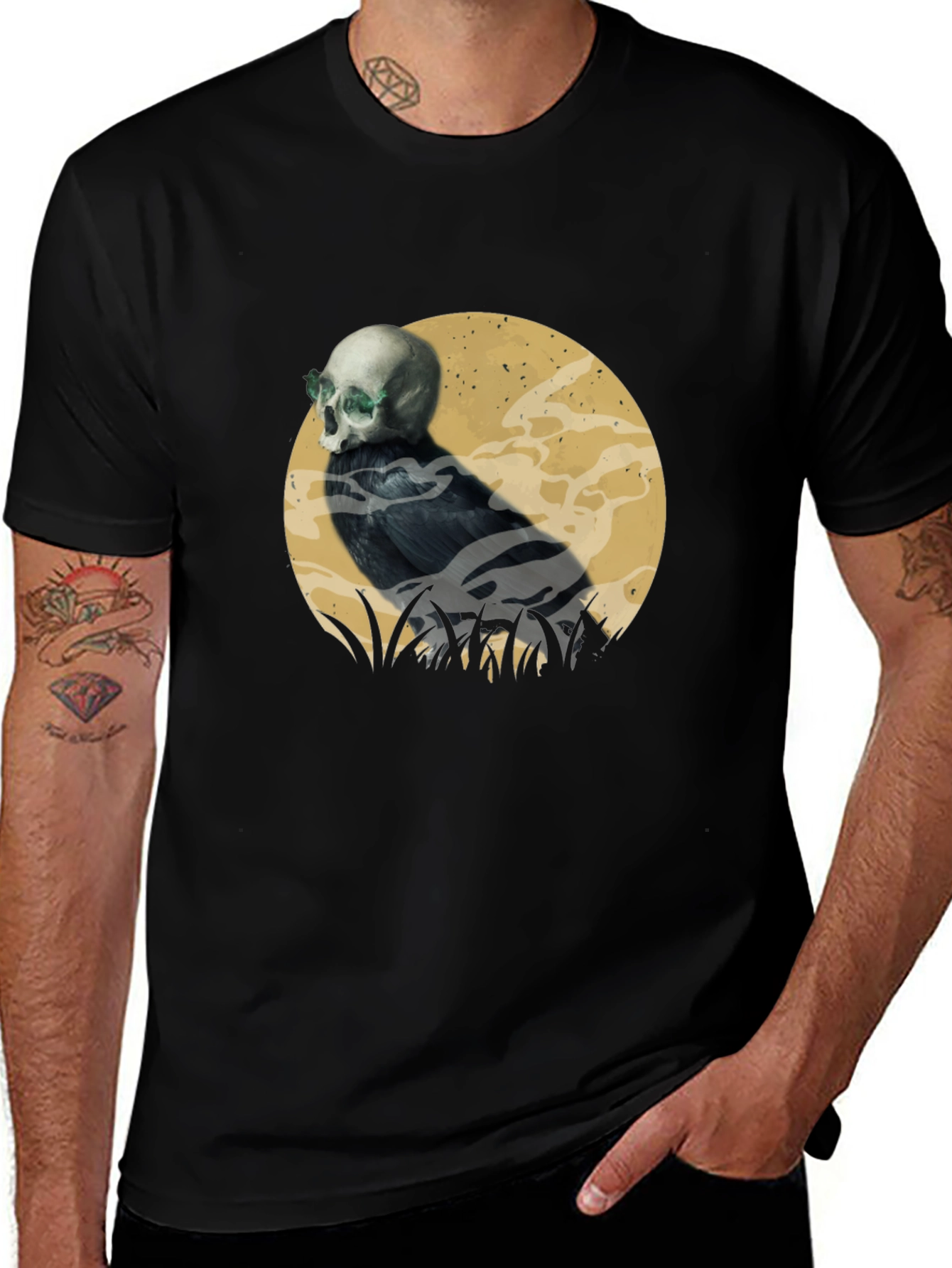 Variant 7 of Skull Raven Graphic Tee - Unique Design