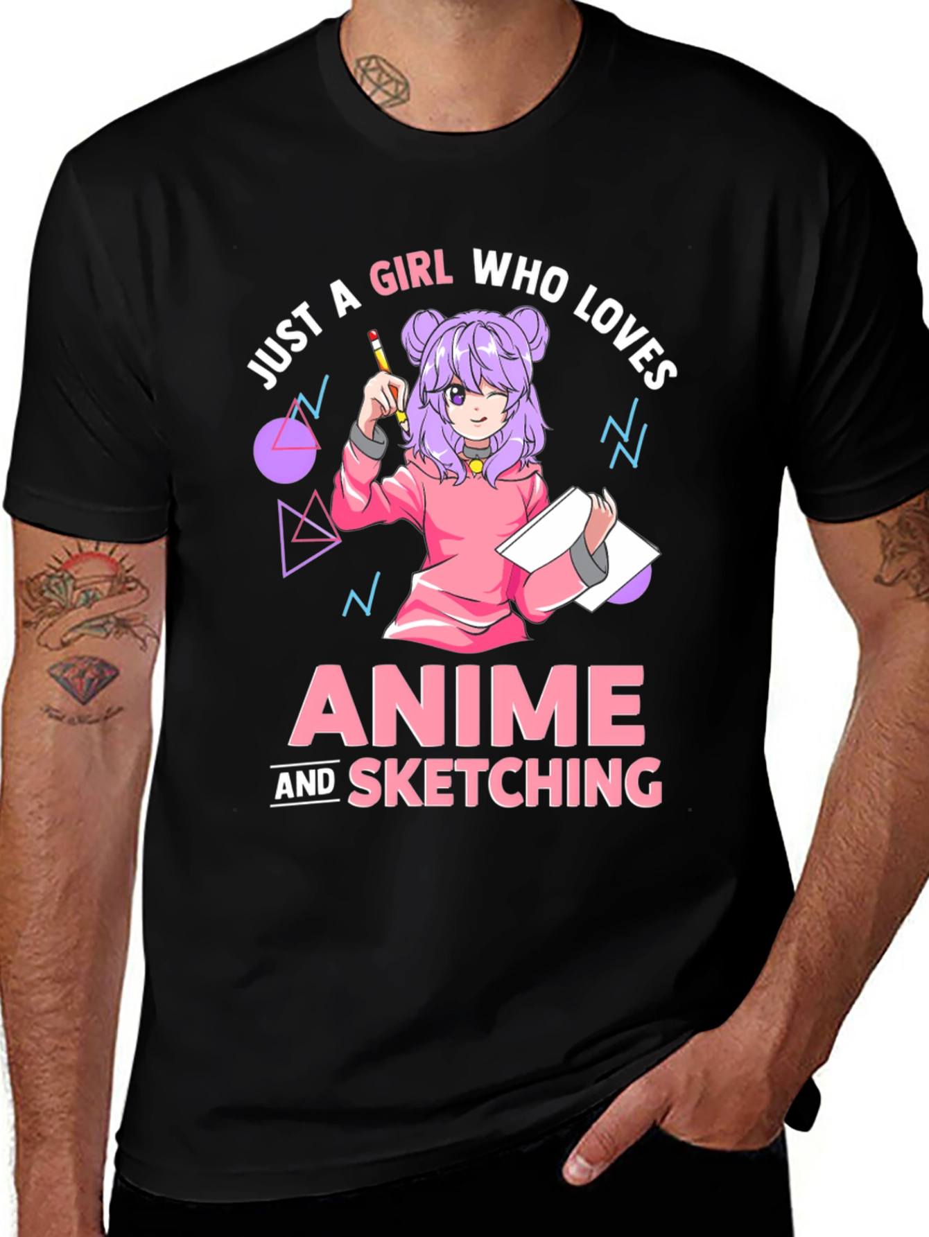 Anime Girl Sketching T-Shirt - Just A Girl Who Loves Anime